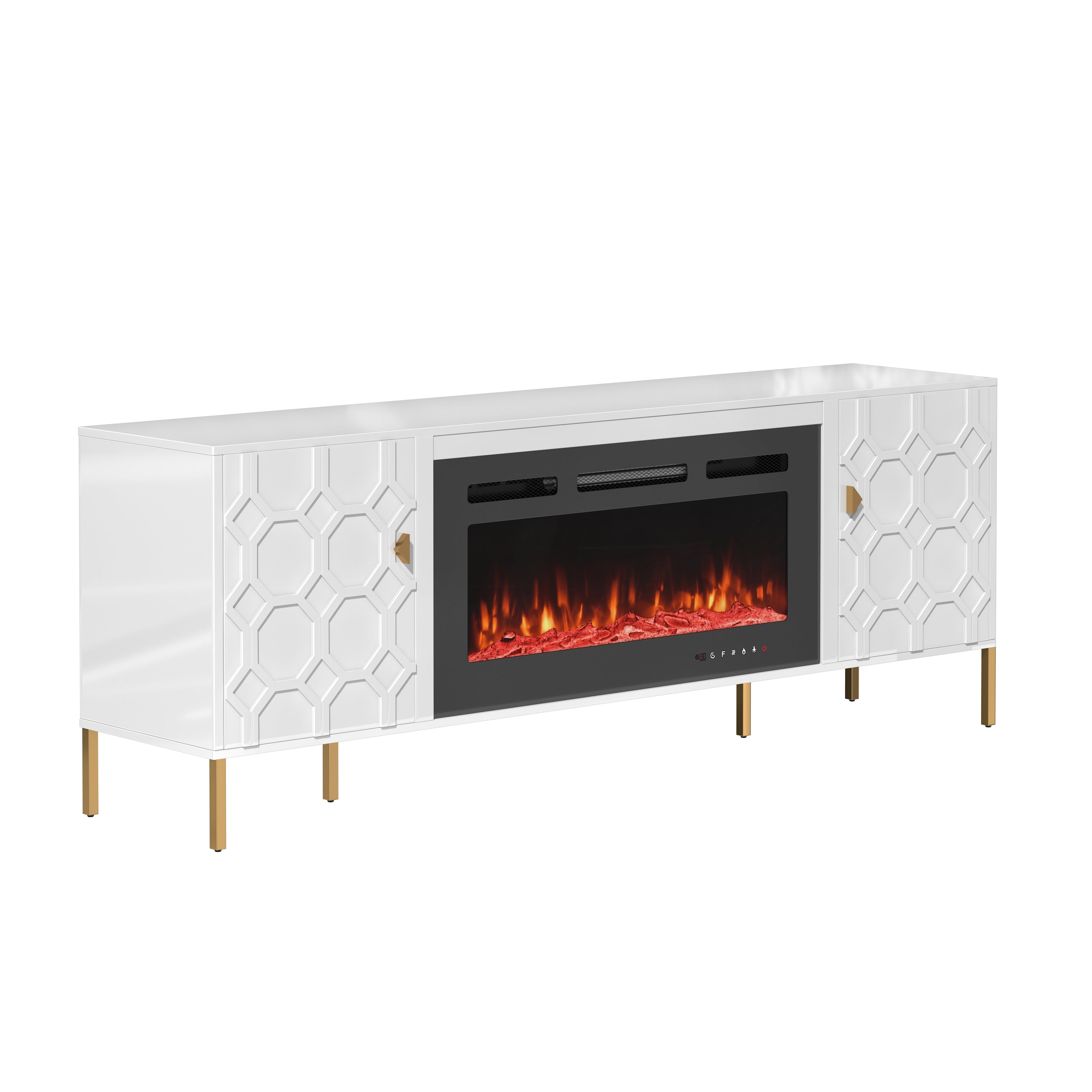 70.08'' Wide Storage Cabinet with Electric Fireplace