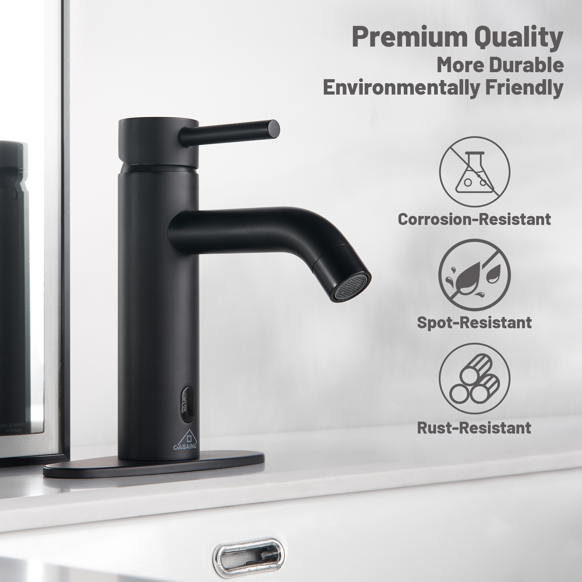 Infrared Sensor Single Handle Bathroom Basin Faucet with Pop-Up Drain, Modern Design