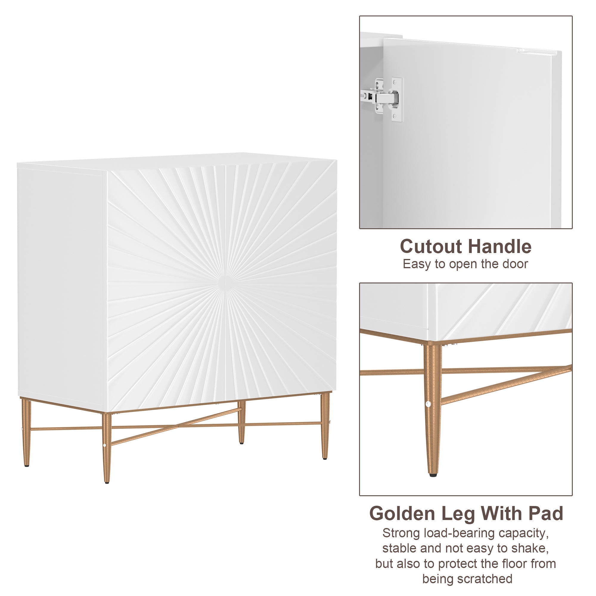 Modern Accent Cabinet, 2 Door Storage Cabinet Wood with Adjustable Shelf, Vintage Wooden Cabinet for Living Room Hallway Home Office