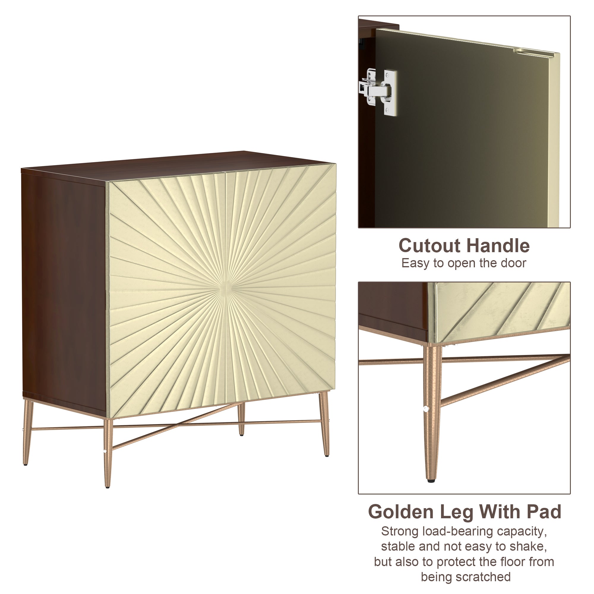 Modern Accent Cabinet, 2 Door Storage Cabinet Wood with Adjustable Shelf, Vintage Wooden Cabinet for Living Room Hallway Home Office