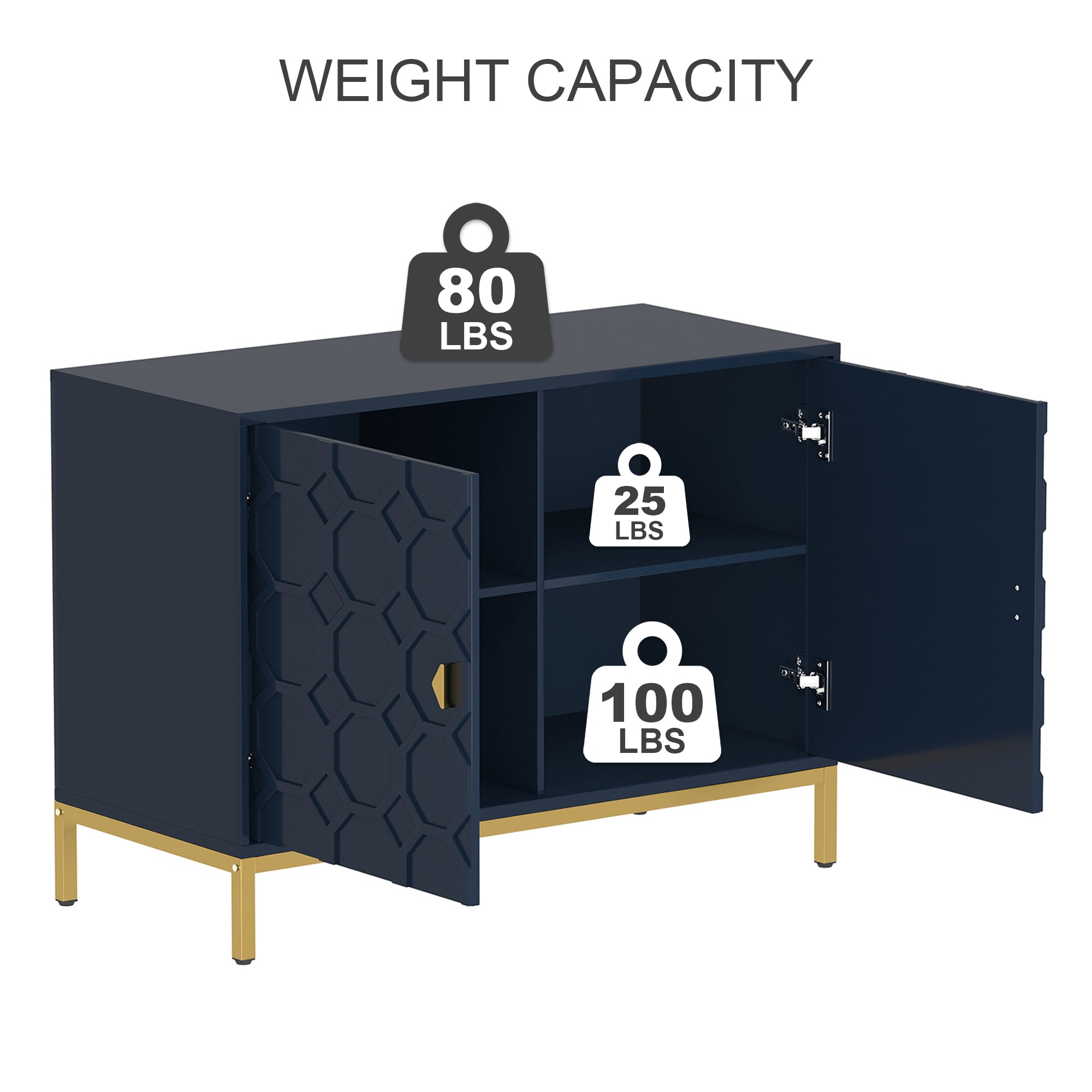 Clihome Freestanding 2-Door Storage Accent Cabinet Black/Blue/Gray/White