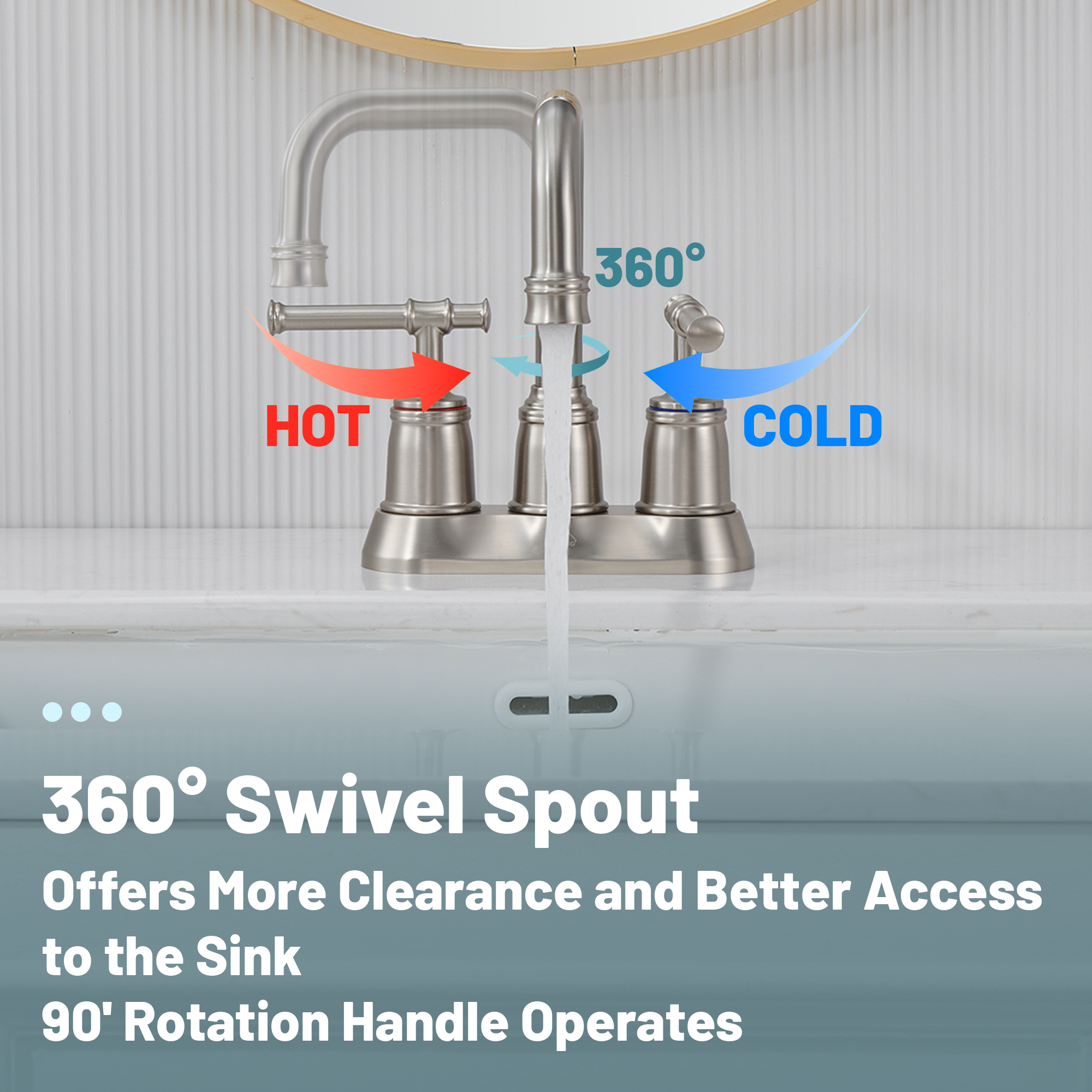 4 in. Centerset Double Handle 2 holes Bathroom Sink Faucet Lavatory Faucet with Stainless steel Drain in Brushed Nickel/Oil Rubbed Bronze/Brushed Gold/Matte Black