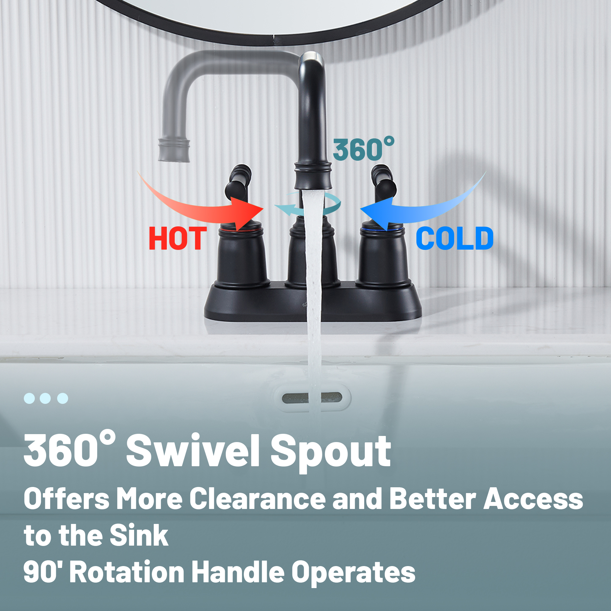 4 in. Centerset Double Handle 2 holes Bathroom Sink Faucet Lavatory Faucet with Stainless steel Drain in Brushed Nickel/Oil Rubbed Bronze/Brushed Gold/Matte Black