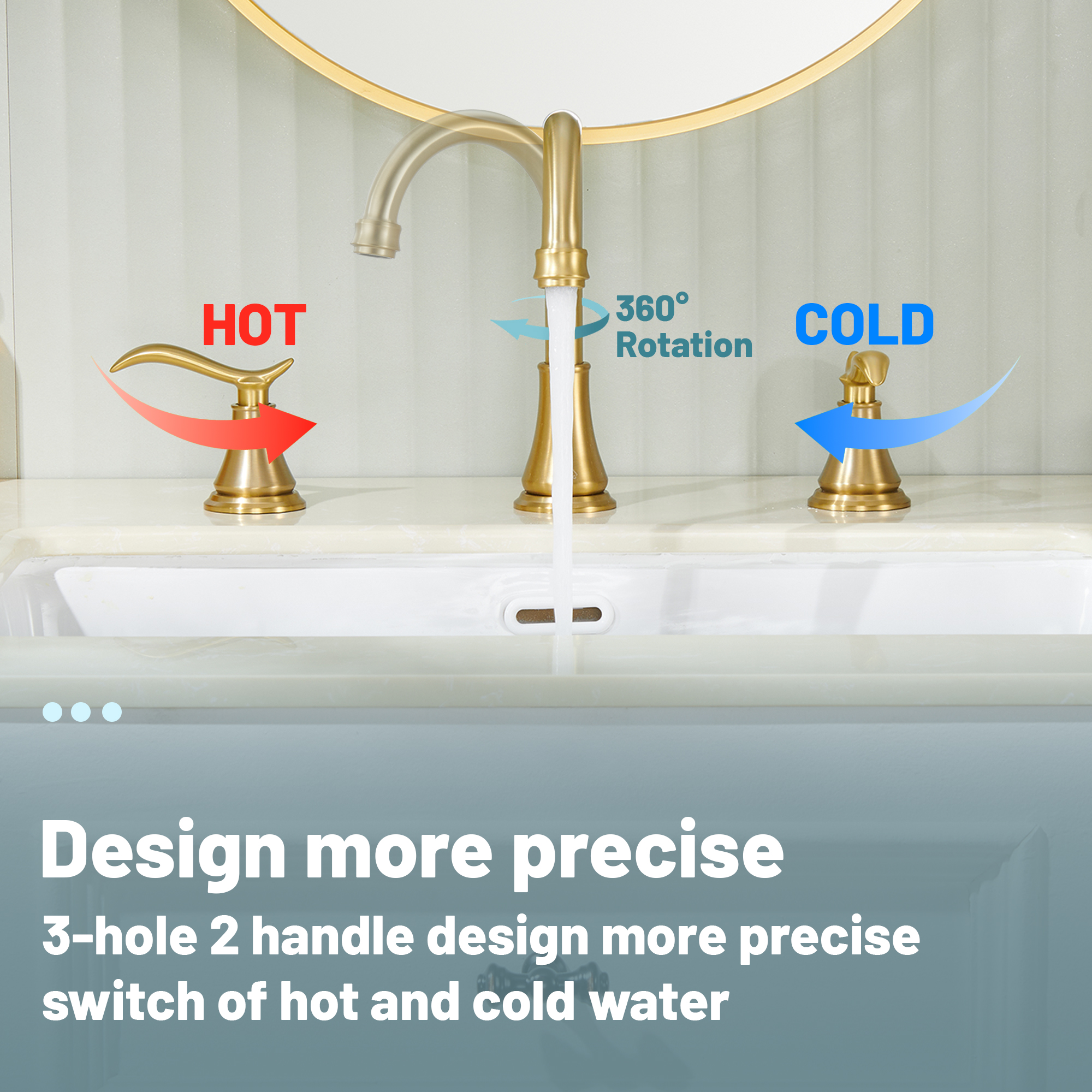 8 in. Widespread Double Handle Bathroom Sink Faucet with 360° Swivel Spout, Stainless Steel Drain Kit in Brushed Nickel/Oil Rubbed Bronze/Brushed Gold/Matte Black