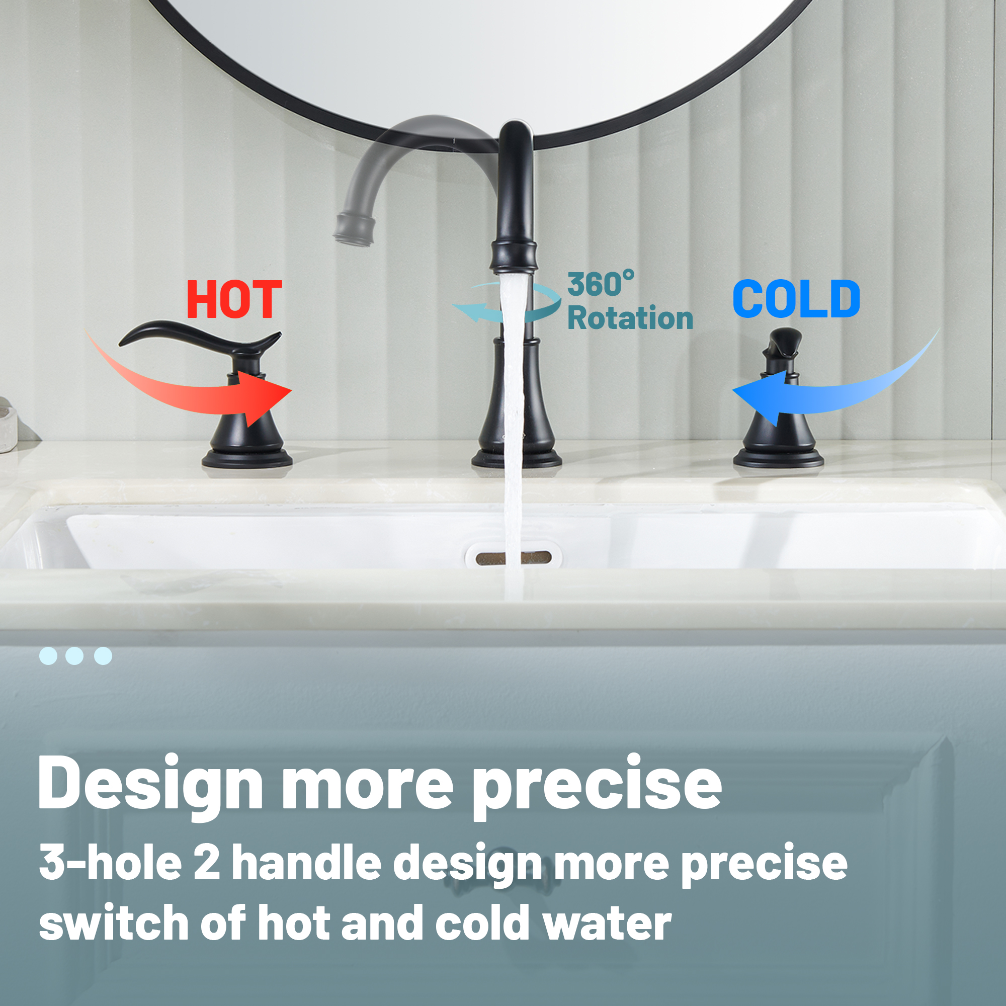 8 in. Widespread Double Handle Bathroom Sink Faucet with 360° Swivel Spout, Stainless Steel Drain Kit in Brushed Nickel/Oil Rubbed Bronze/Brushed Gold/Matte Black