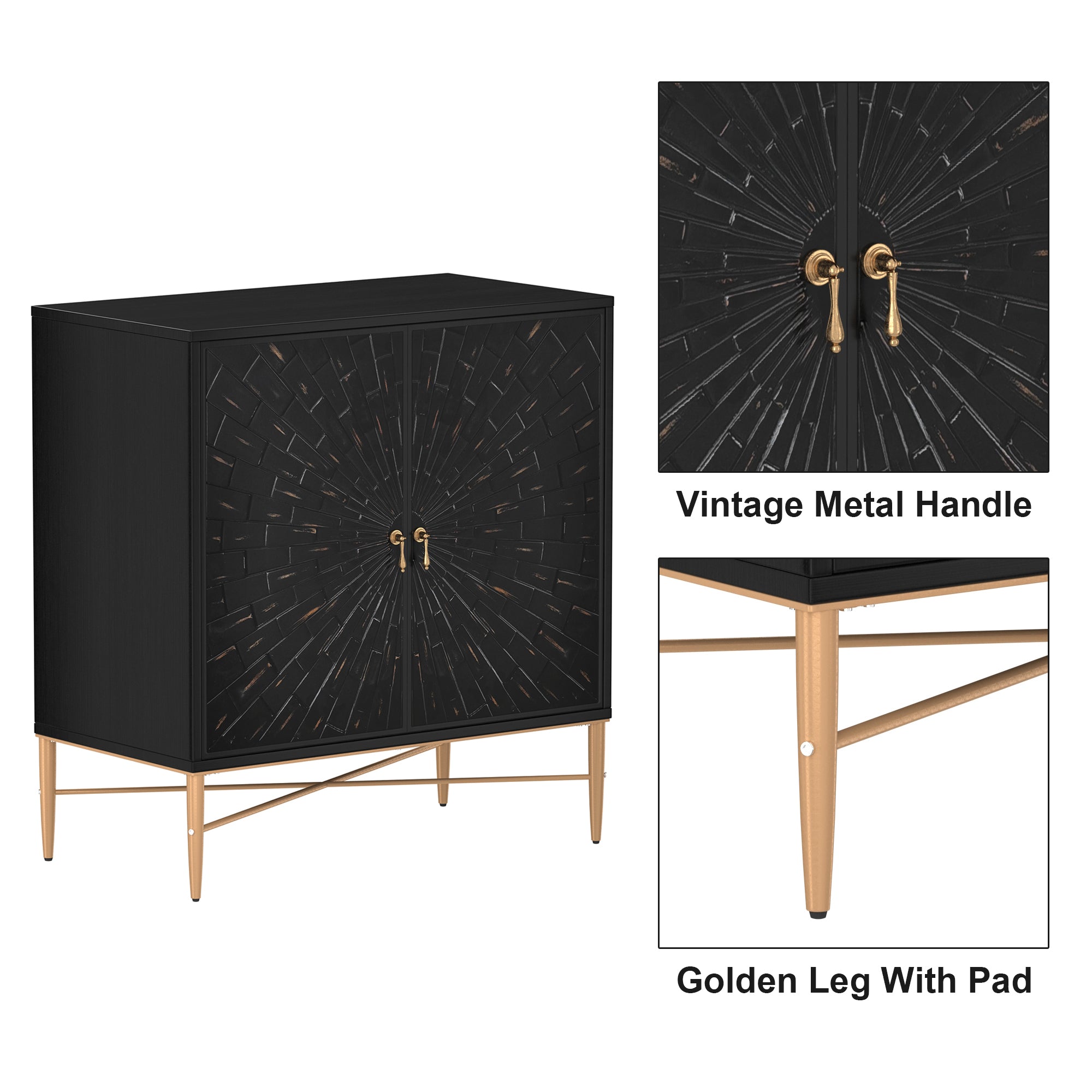 Clihome Kitchen Sideboard Buffet Table, Modern Sideboard Storage Cabinet with 2 Doors, Console Cupboard, Bookmatch Buffet for Living Room Entryway,