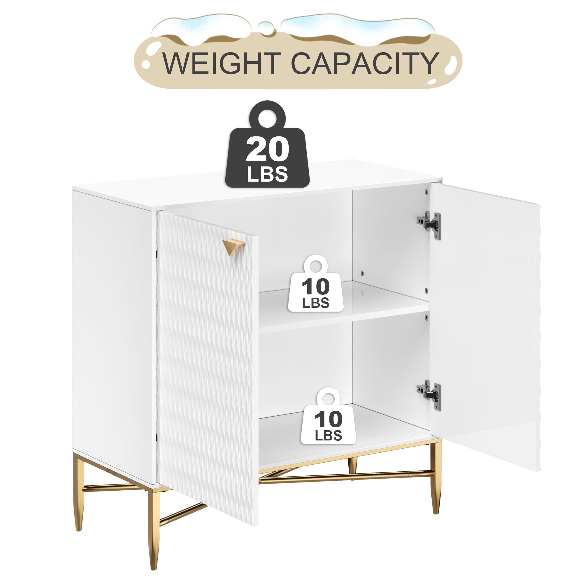 32.8 in. H 2 Door White Locker Accent Storage Cabinet with X-Shaped Hardware Stand