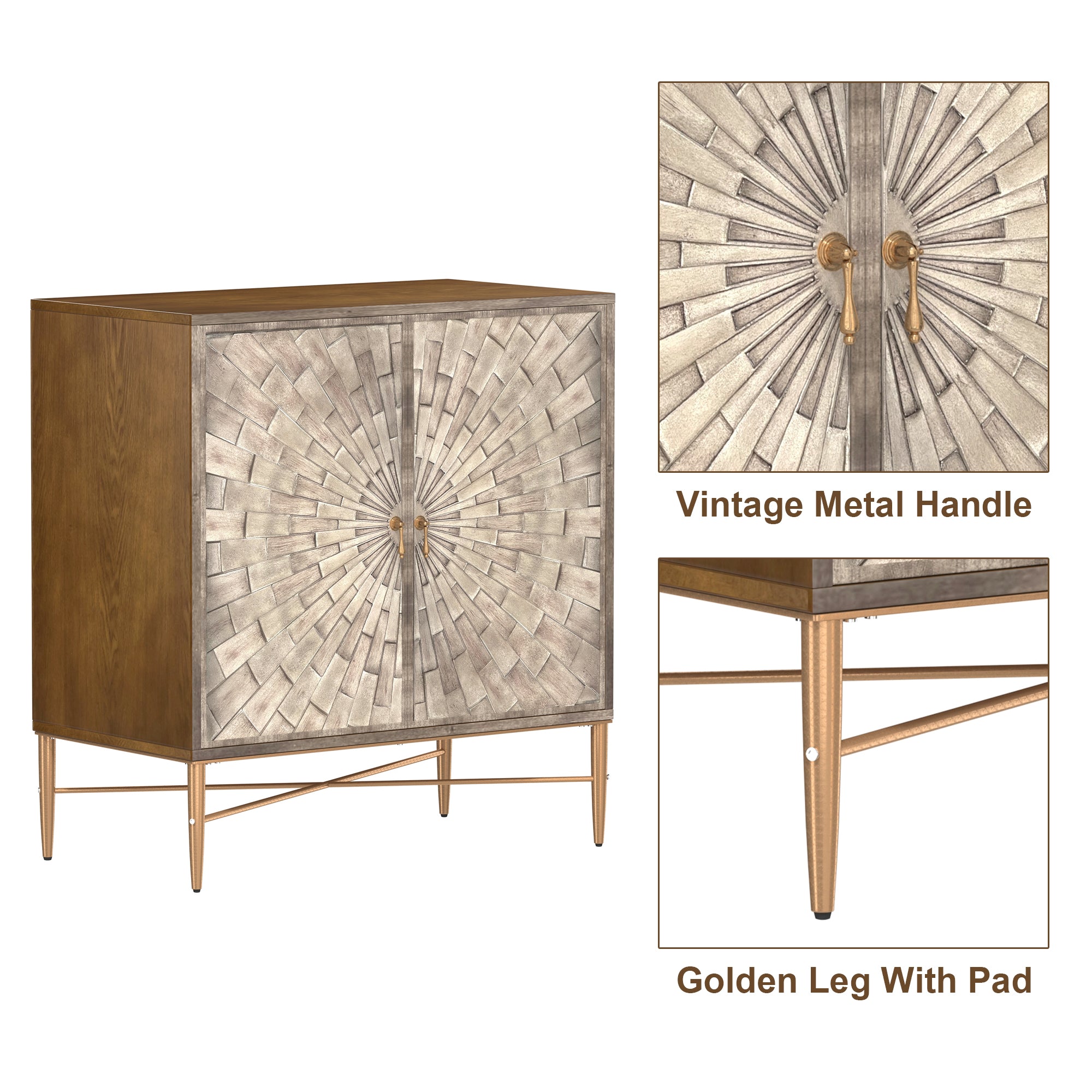 Clihome Kitchen Sideboard Buffet Table, Modern Sideboard Storage Cabinet with 2 Doors, Console Cupboard, Bookmatch Buffet for Living Room Entryway,