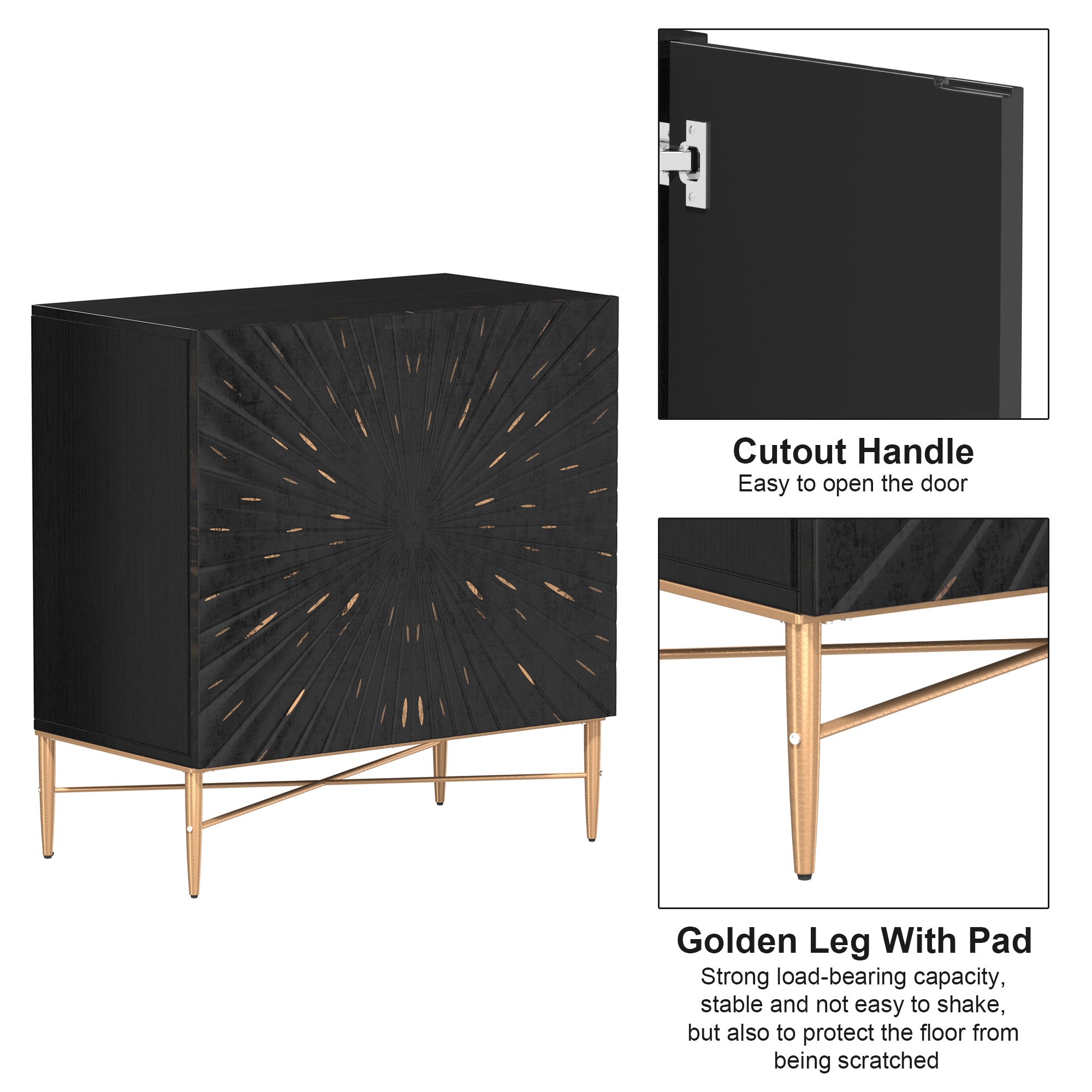 Modern Accent Cabinet, 2 Door Storage Cabinet Wood with Adjustable Shelf, Vintage Wooden Cabinet for Living Room Hallway Home Office