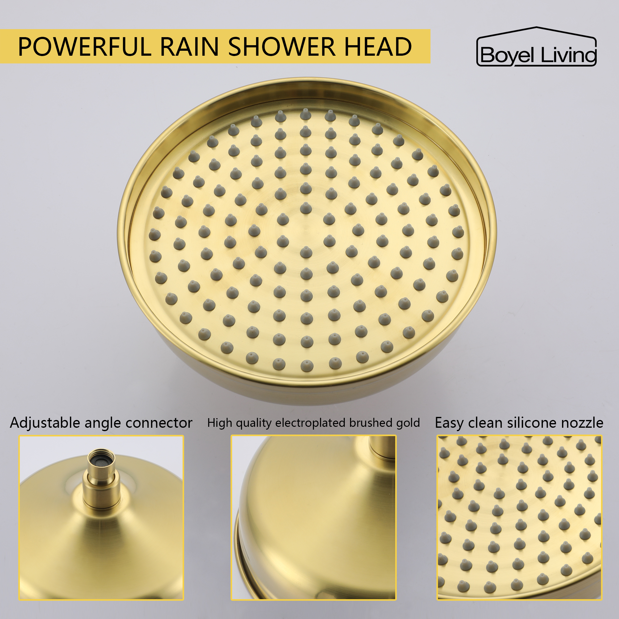 Boyel Living 8 in. Wall Mount Dual Shower Heads Rain Shower System with Hand Shower