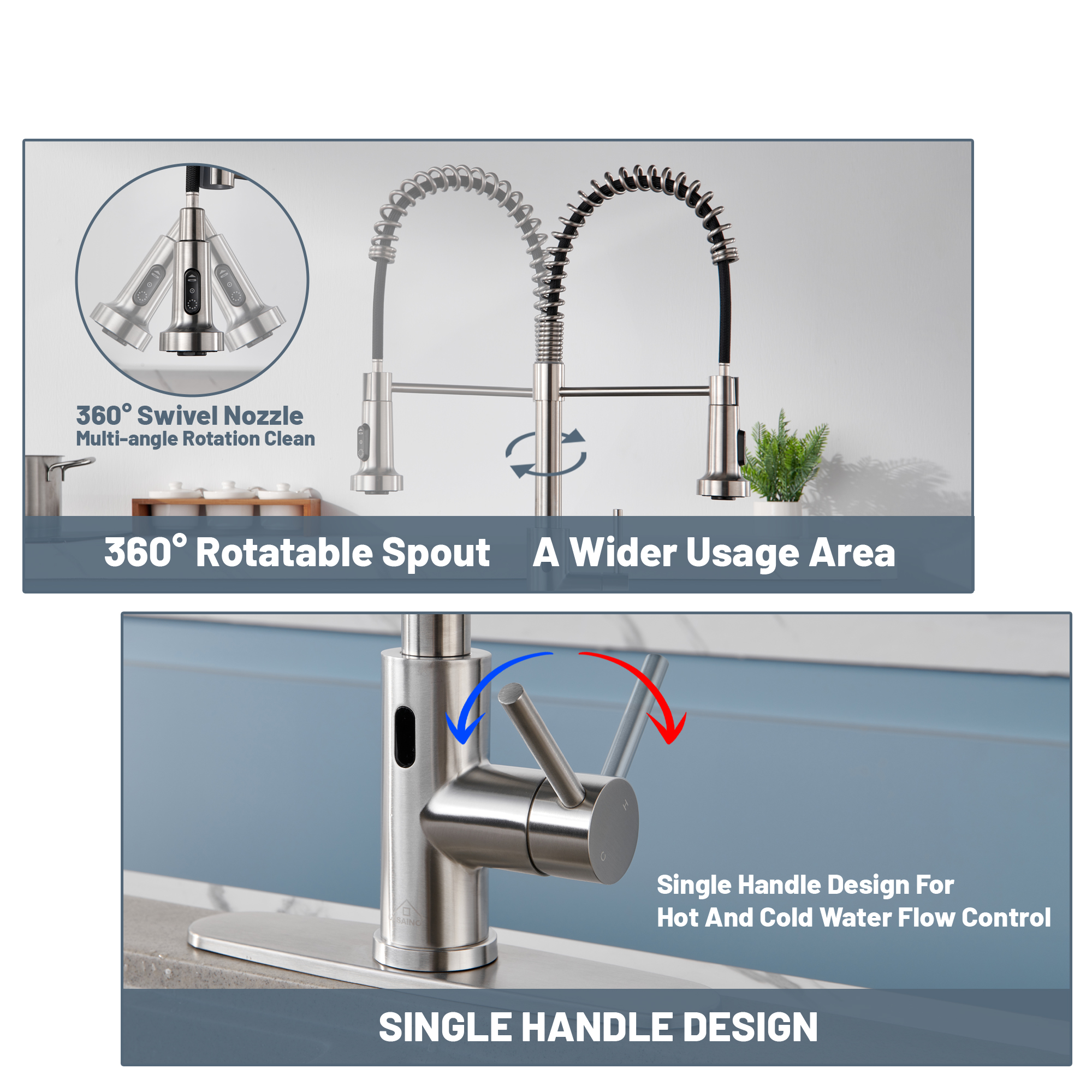 3-Mode Single Handle Pull-Down Sprayer Kitchen Faucet with Touchless Sensor and Includes Deckplate