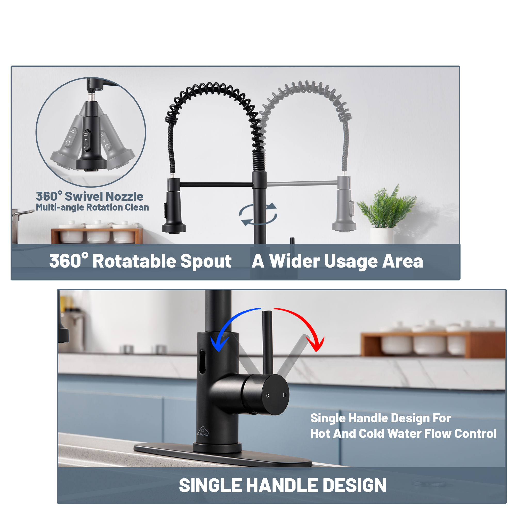 3-Mode Single Handle Pull-Down Sprayer Kitchen Faucet with Touchless Sensor and Includes Deckplate
