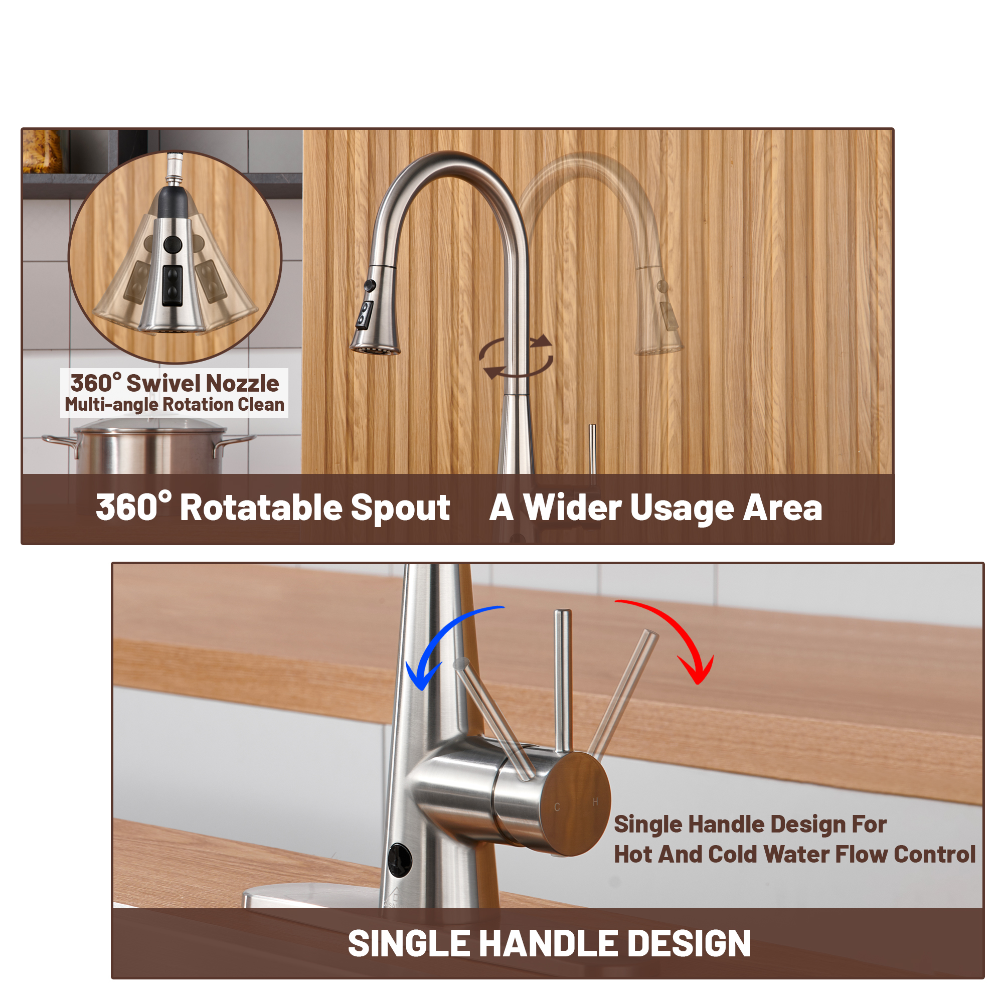 Single Handle Pull Down Sprayer Kitchen Faucet with Touchless Sensor,Dual Function