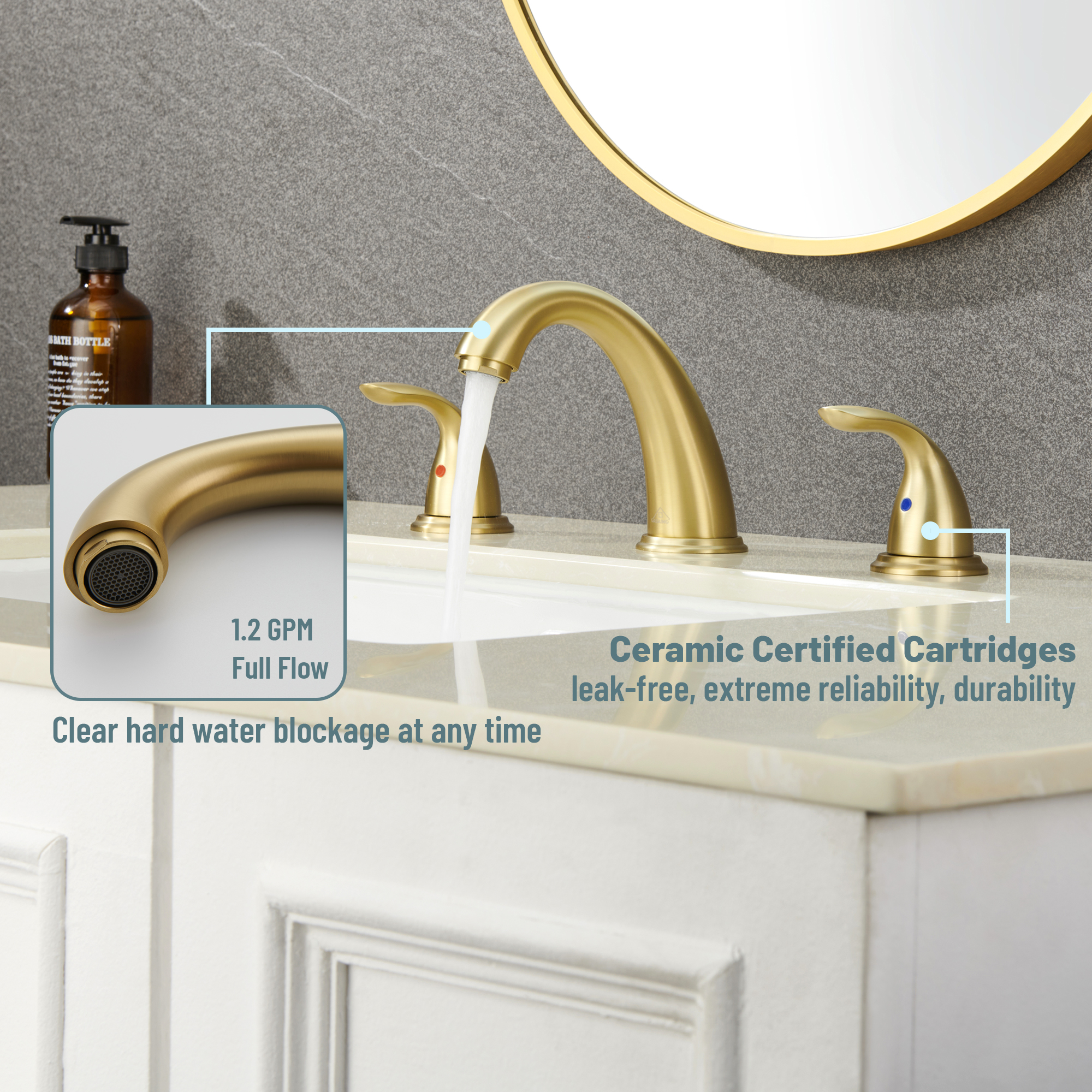 8 in. Widespread Double Handle Bathroom Sink Faucet 3 Hole with Stainless Steel Pop Up Drain in Brushed Nickel/Matte Black/Brushed Gold/Oil Rubbed Bronze