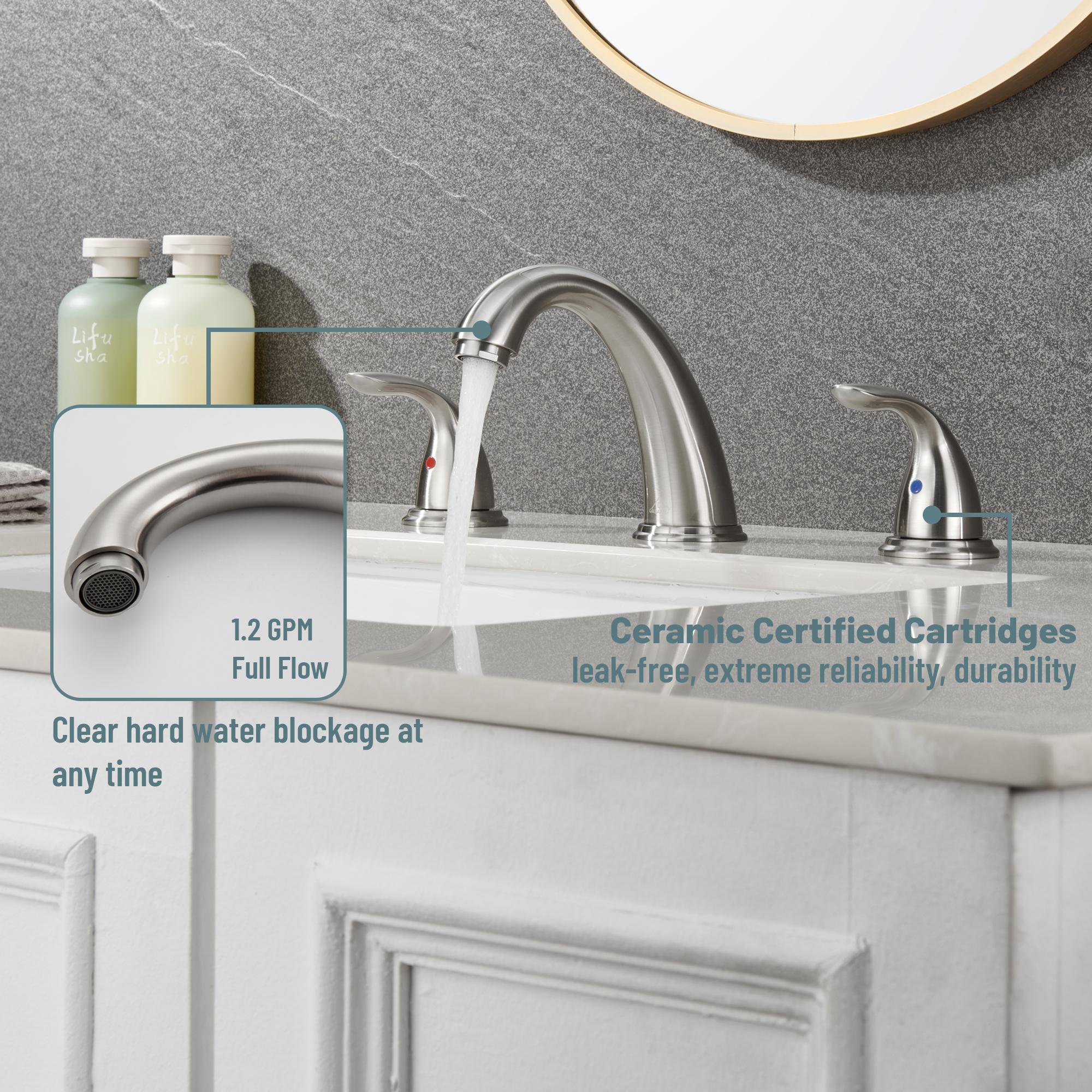 8 in. Widespread Double Handle Bathroom Sink Faucet 3 Hole with Stainless Steel Pop Up Drain in Brushed Nickel/Matte Black/Brushed Gold/Oil Rubbed Bronze