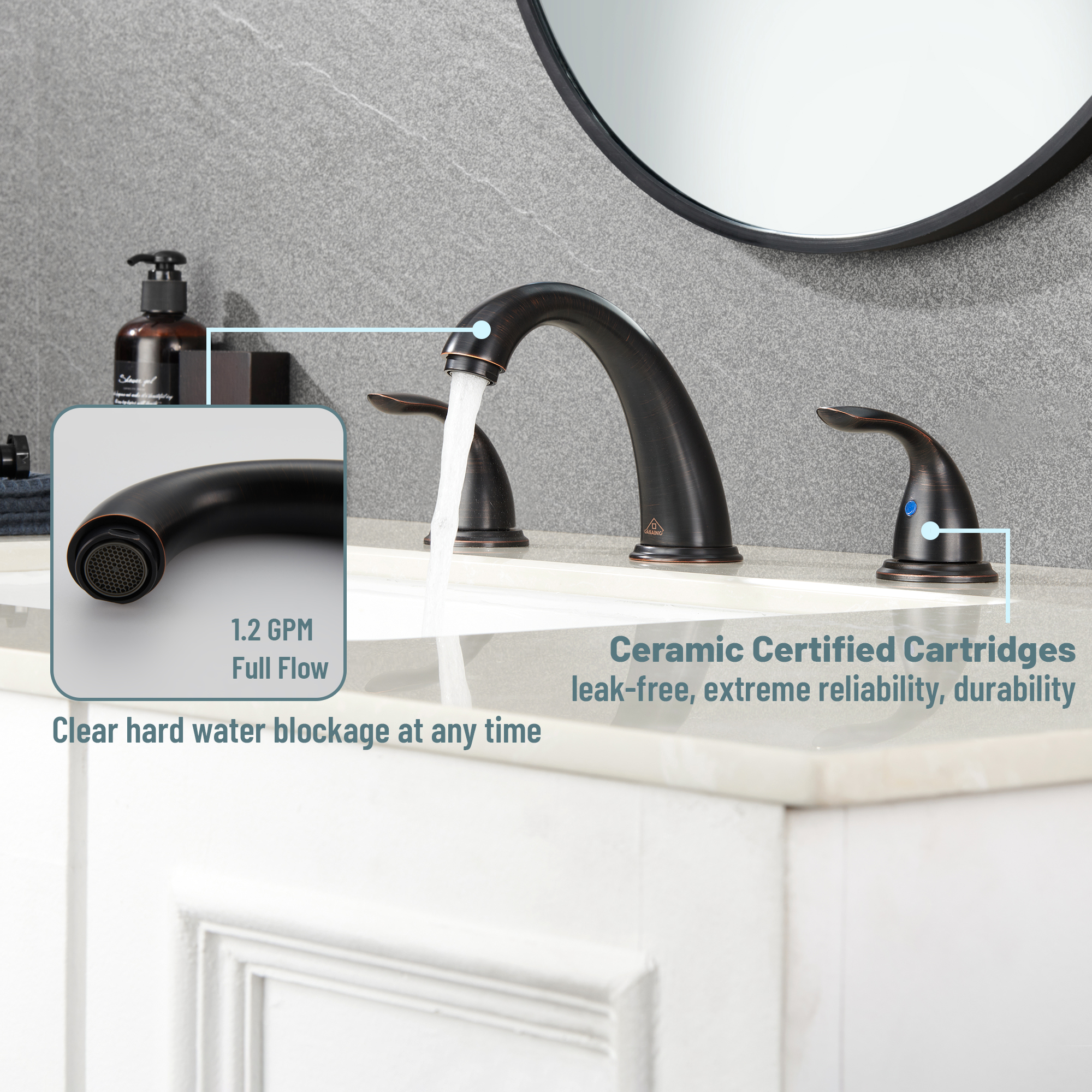 8 in. Widespread Double Handle Bathroom Sink Faucet 3 Hole with Stainless Steel Pop Up Drain in Brushed Nickel/Matte Black/Brushed Gold/Oil Rubbed Bronze