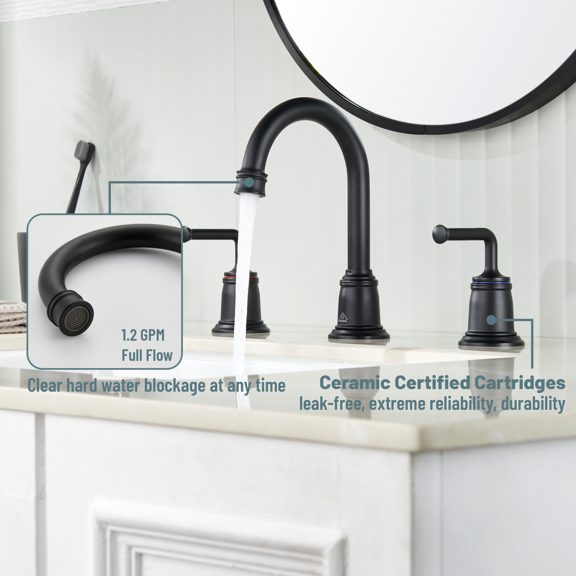 8 in. Widespread Double Handle Bathroom sink Faucet with 360° Swivel Spout, Stainless Steel Drain in Brushed Nickel/Oil Rubbed Bronze/Brushed Gold/Matte Black