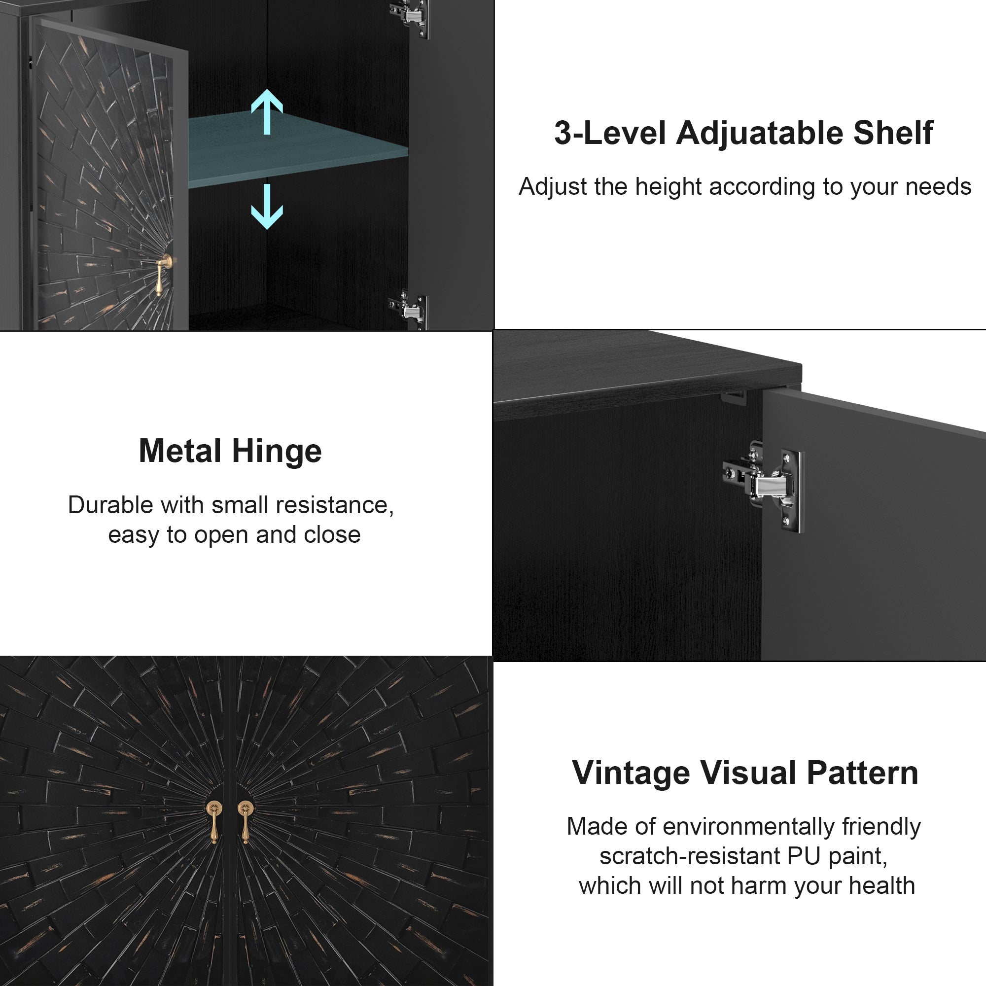 Clihome Kitchen Sideboard Buffet Table, Modern Sideboard Storage Cabinet with 2 Doors, Console Cupboard, Bookmatch Buffet for Living Room Entryway,