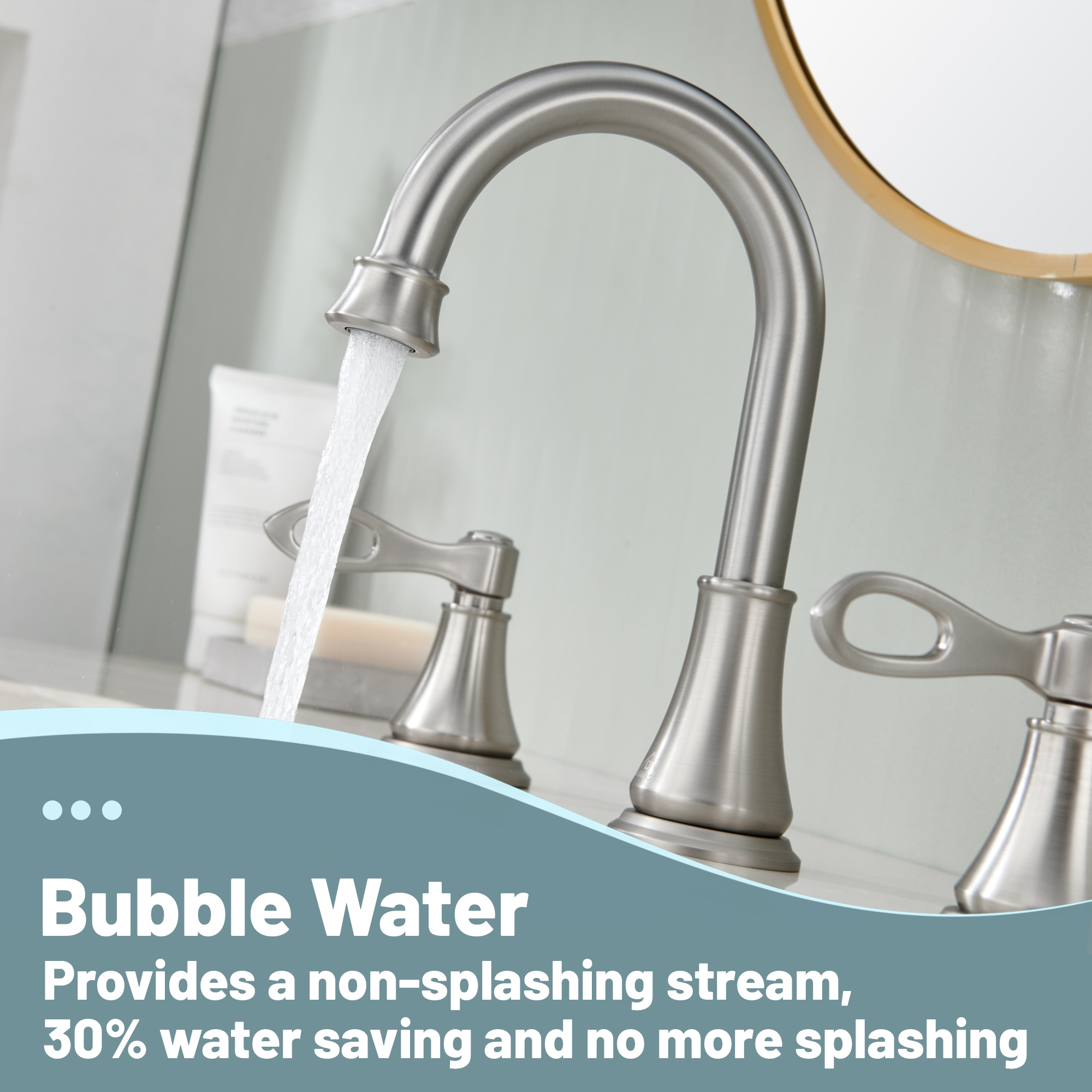 8 in. Widespread Double Handle Bathroom Faucet 3 Holes with 360° Swivel Spout, Stainless Steel Drain in Brushed Nickel/Oil Rubbed Bronze/Brushed Gold/Matte Black