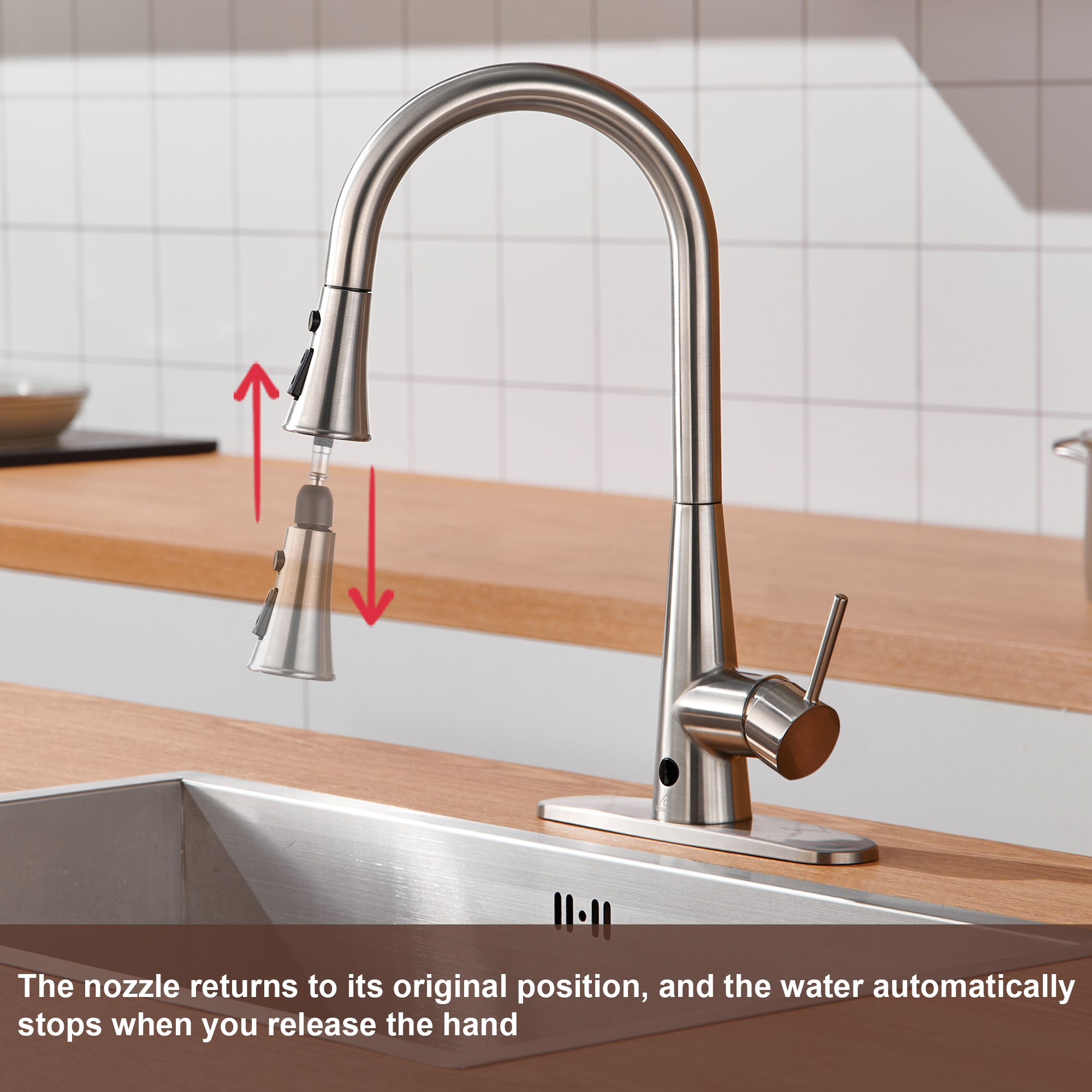 Single Handle Pull Down Sprayer Kitchen Faucet with Touchless Sensor,Dual Function