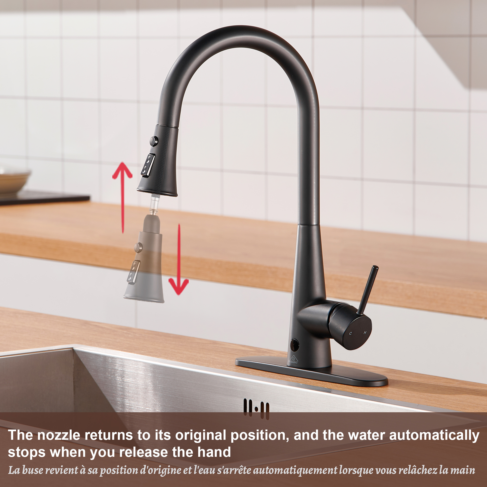 Single Handle Pull Down Sprayer Kitchen Faucet with Touchless Sensor,Dual Function
