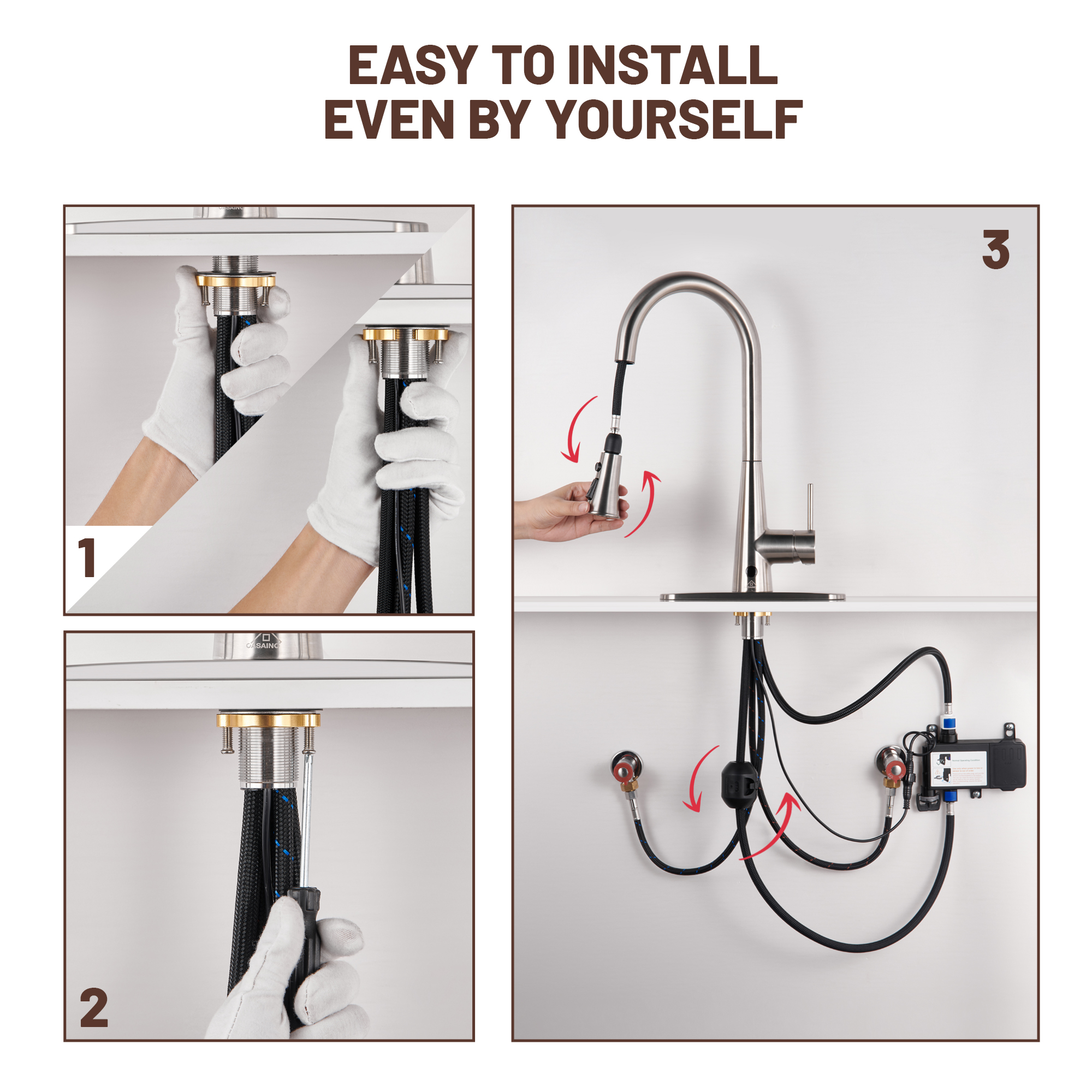 Single Handle Pull Down Sprayer Kitchen Faucet with Touchless Sensor,Dual Function