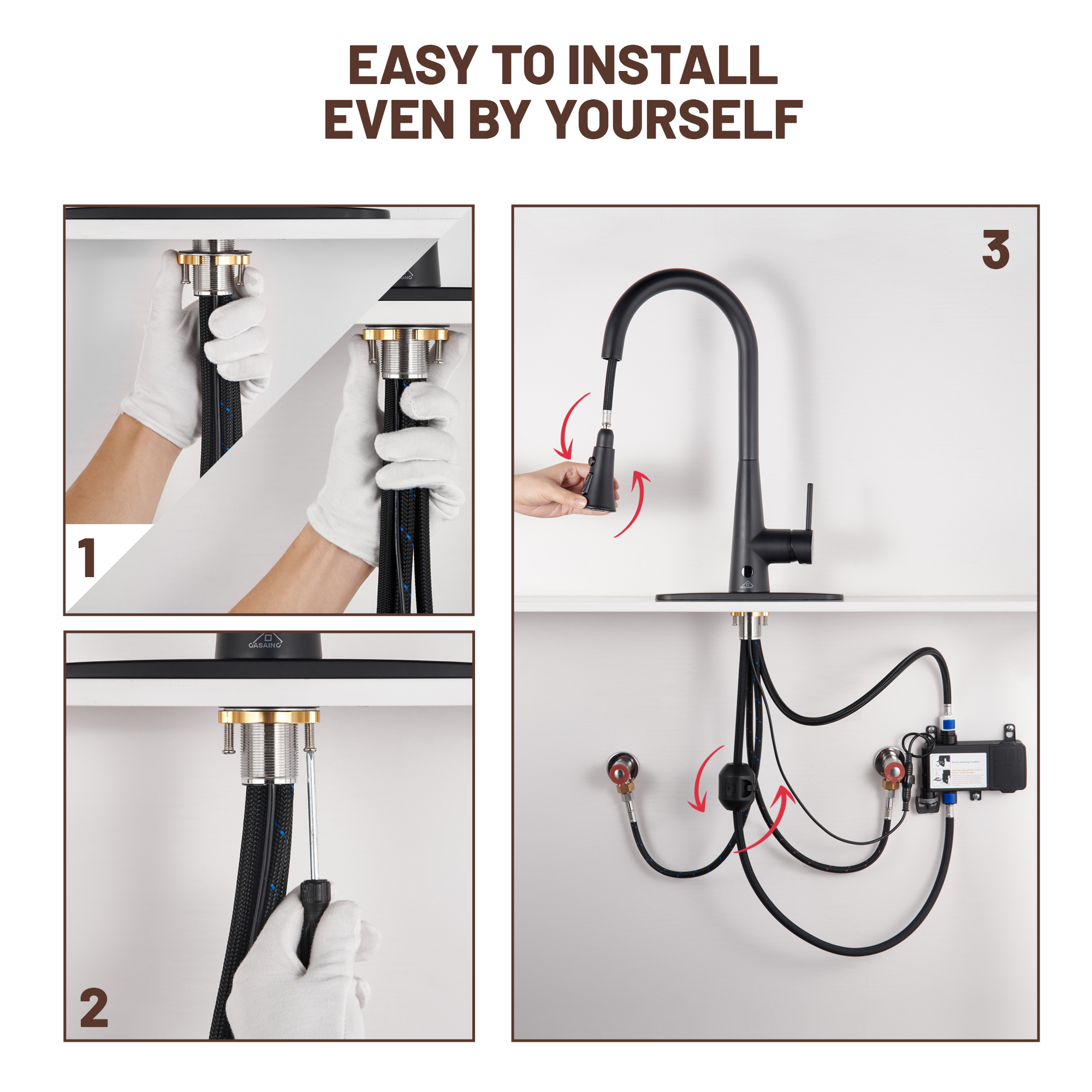 Single Handle Pull Down Sprayer Kitchen Faucet with Touchless Sensor,Dual Function