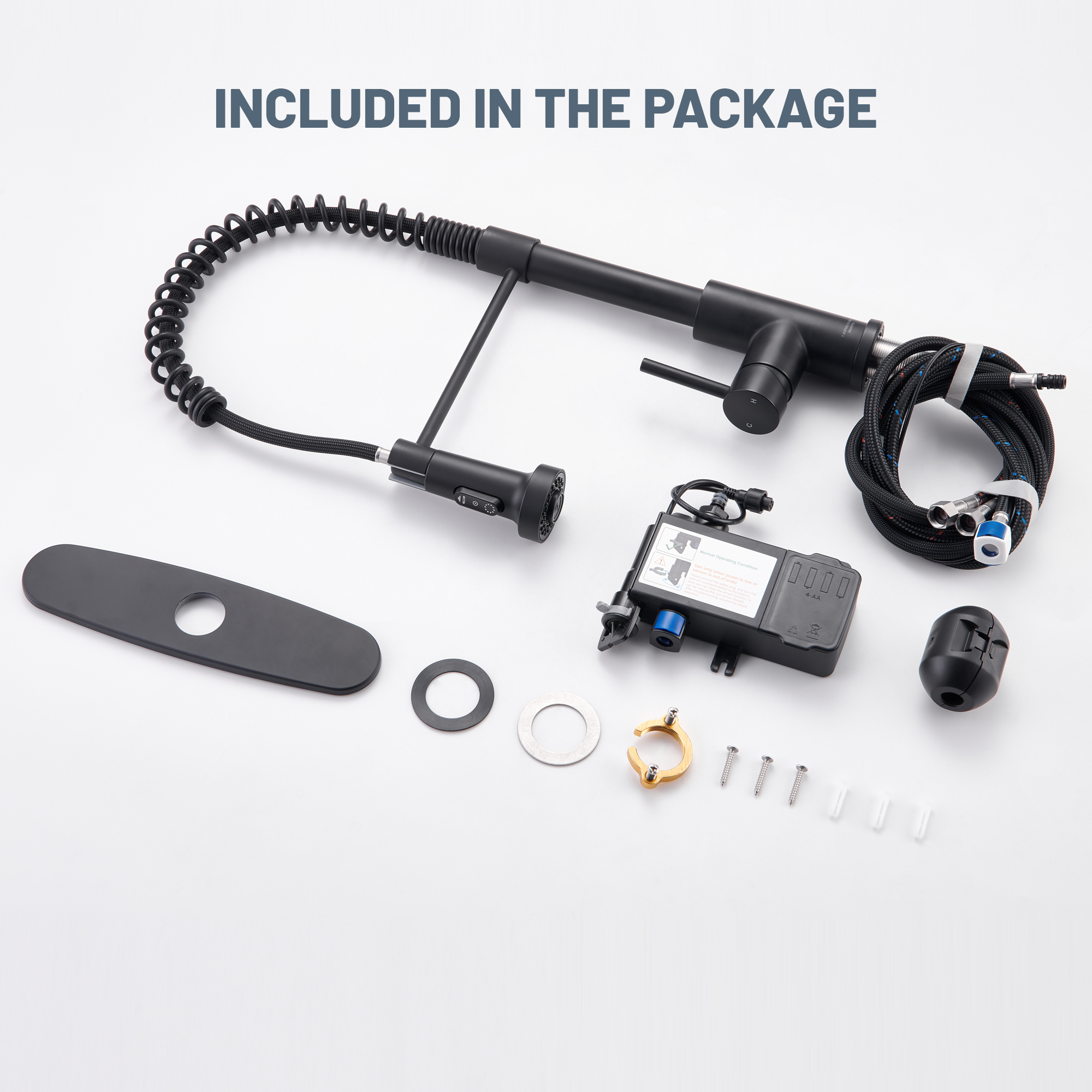 3-Mode Single Handle Pull-Down Sprayer Kitchen Faucet with Touchless Sensor and Includes Deckplate