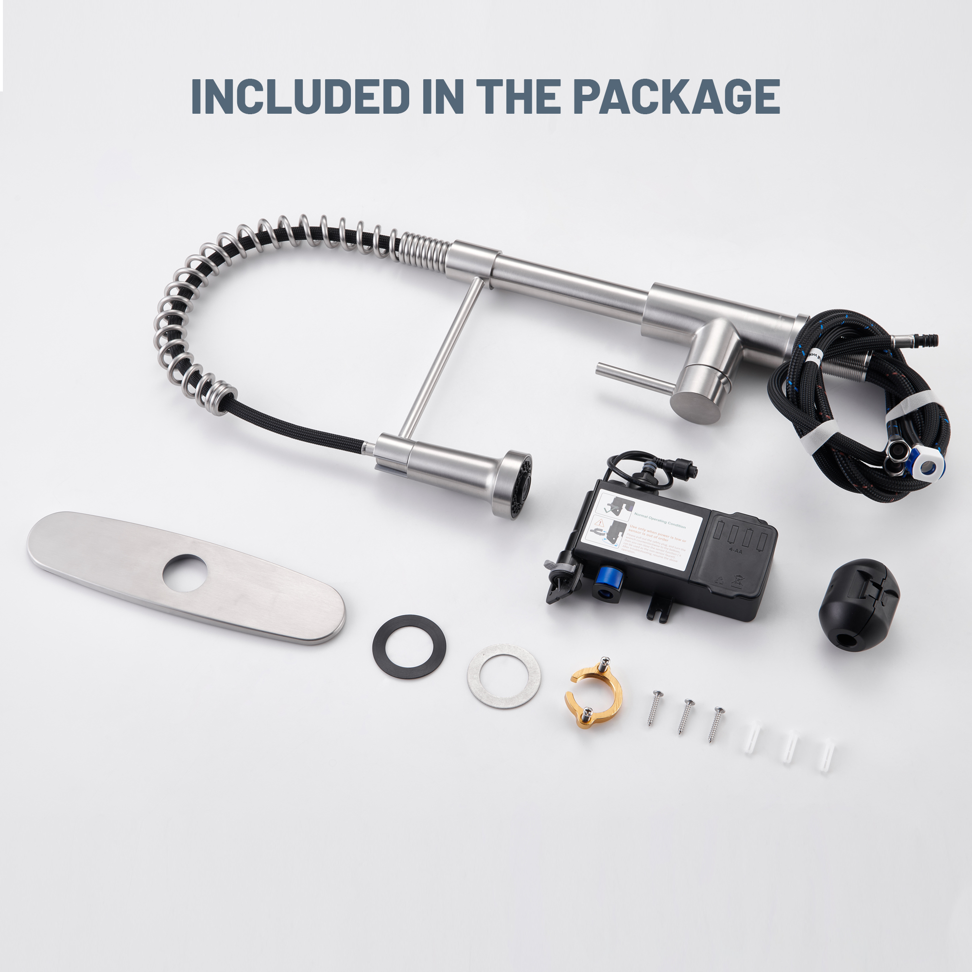 3-Mode Single Handle Pull-Down Sprayer Kitchen Faucet with Touchless Sensor and Includes Deckplate