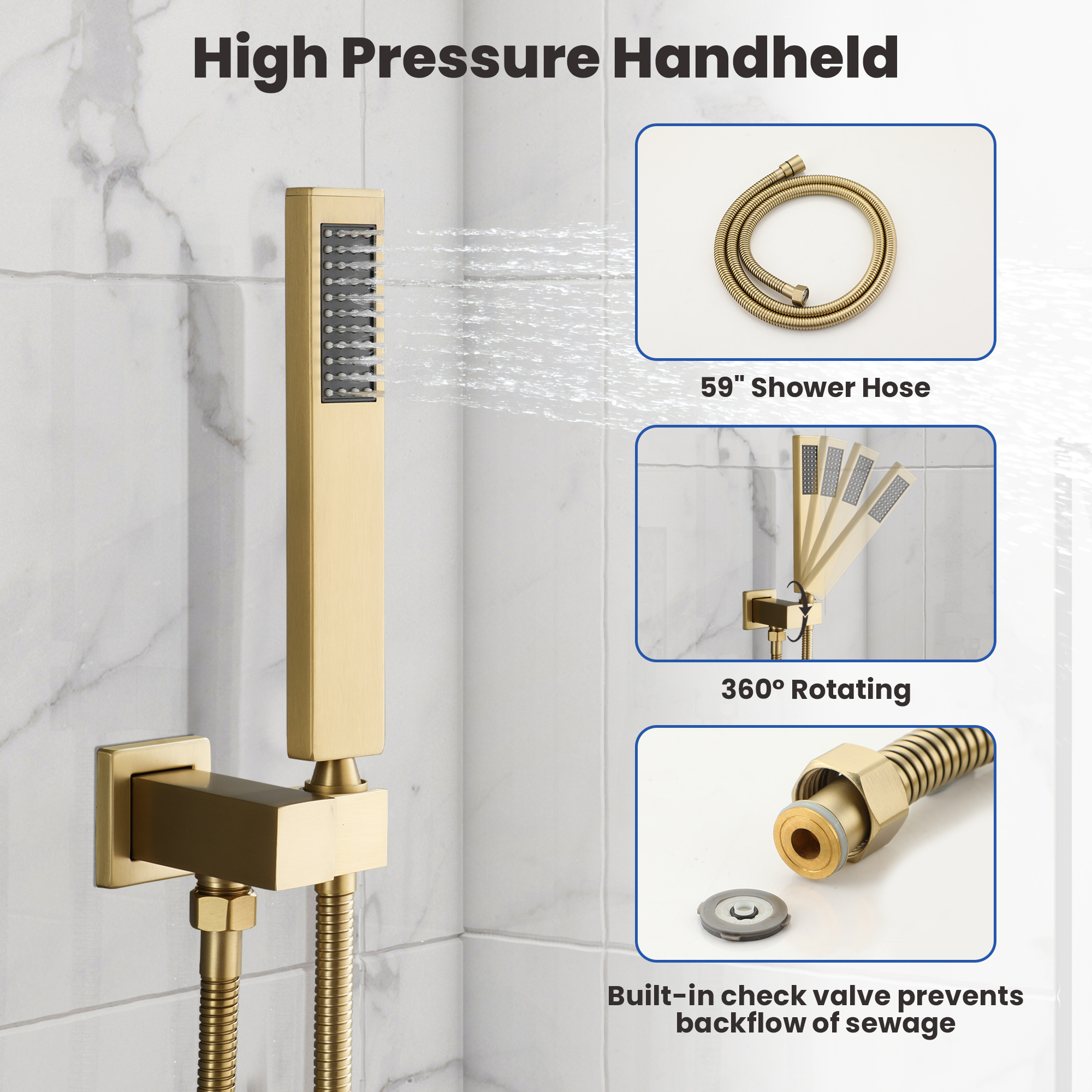 10 in. Wall Mounted Single Handle 1-Spray Dual Shower Faucet 2.5 GPM with Pressure Balance in Chrome/Brushed Nickel/Brushed Gold