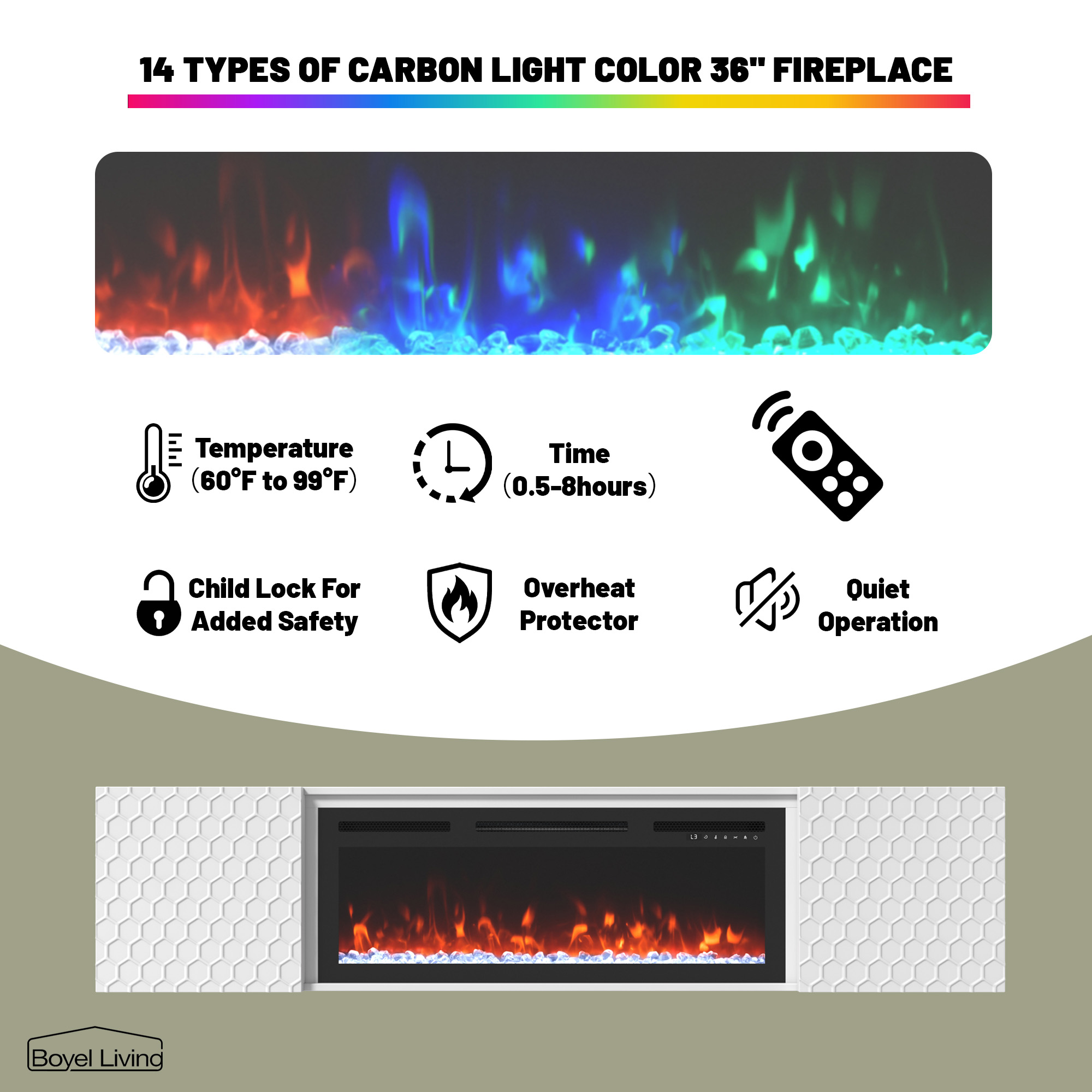 Floating TV Stand with 36" Electric Fireplace