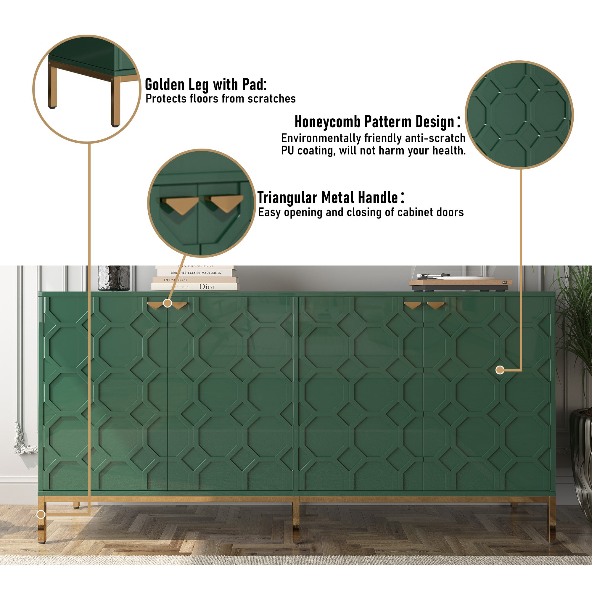 4 Door White Locker Accent Cabinet