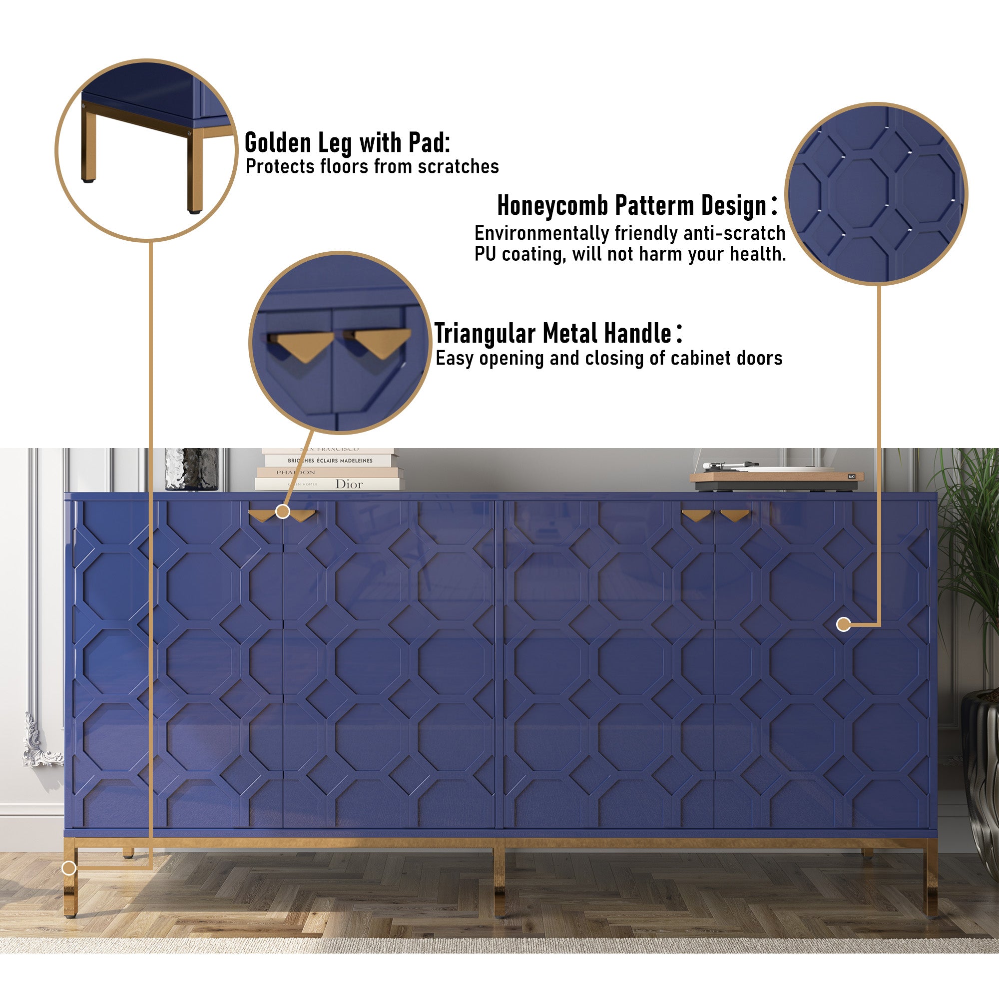 4 Door White Locker Accent Cabinet