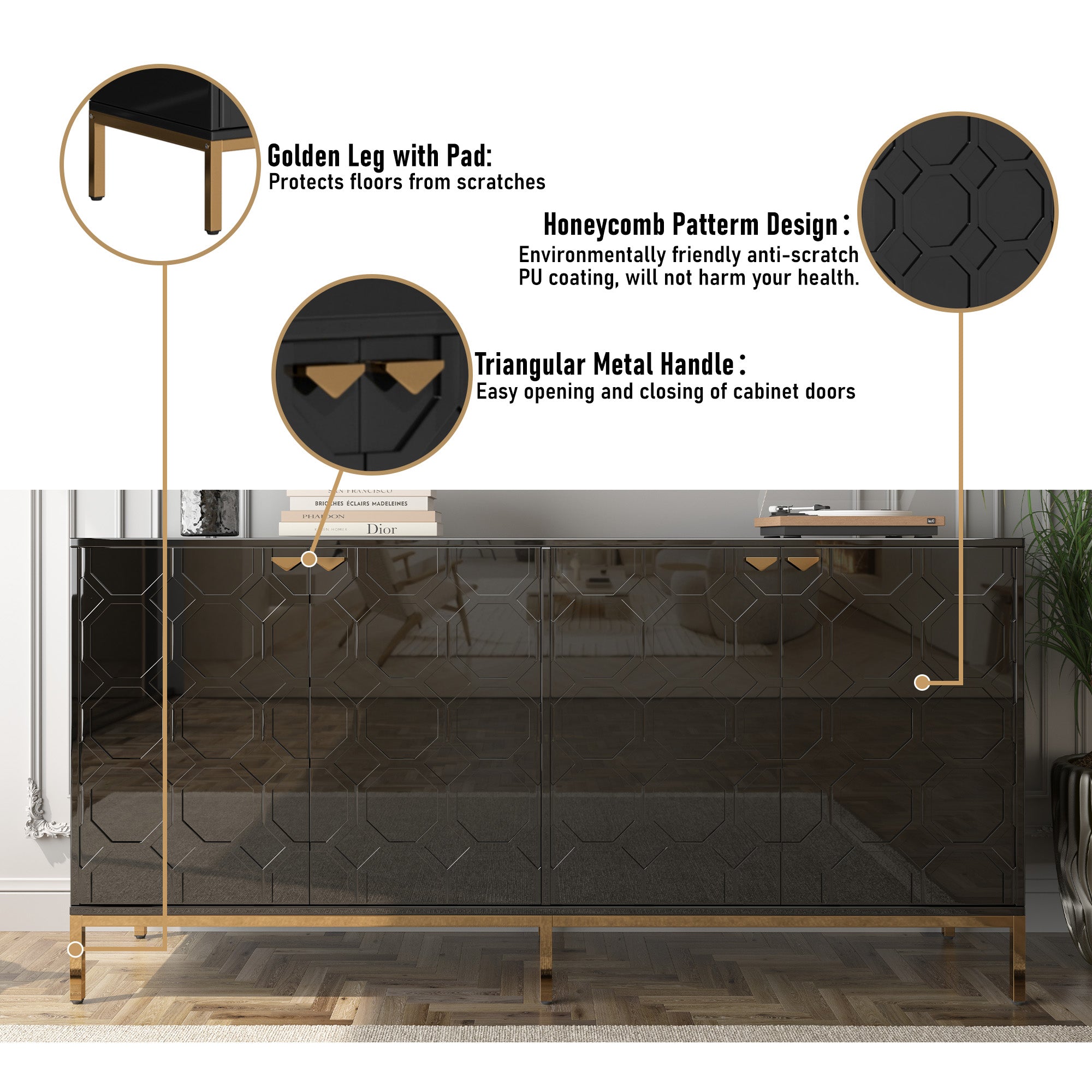 4 Door White Locker Accent Cabinet