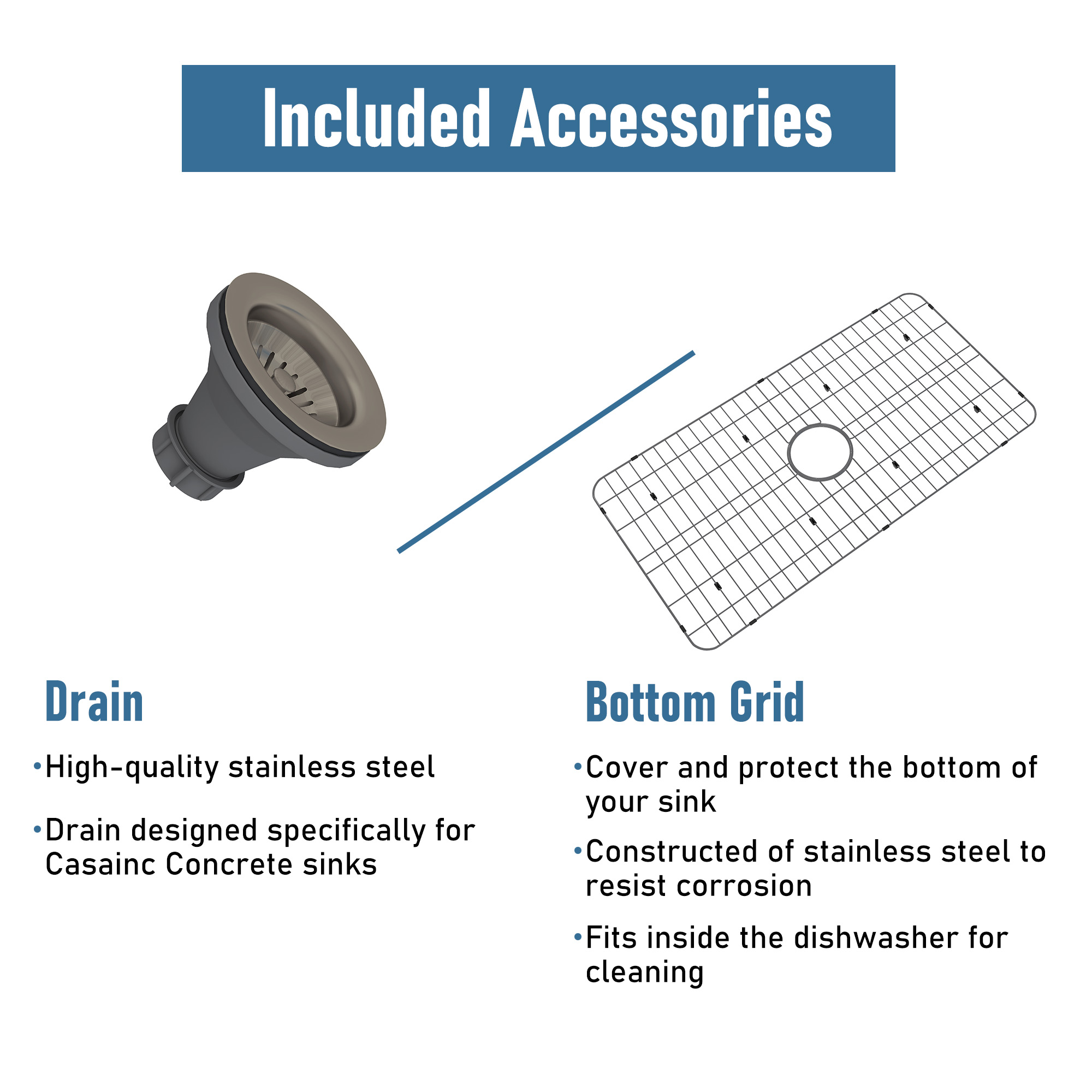 Boyel Living 33 in. Farmhouse/Apron-Front Single Bowl Black Earth S4 Concrete Kitchen Sink with Bottom Grid and Strainer Basket