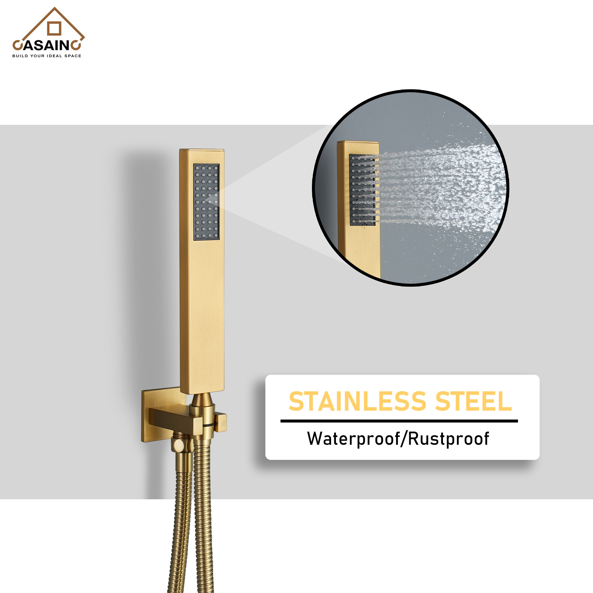 6-Spray Pattern 12 in. Wall Mounted Rainfall Shower Faucet and Dual Shower Heads System With 6 Body Jets In Brushed Gold/Brushed Nickel/Matte Black