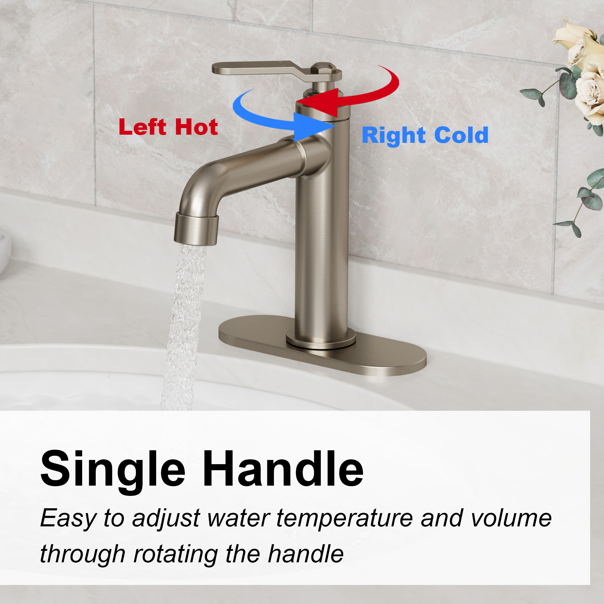 1.2 GPM Single Handle Single Hole Vessel Bathroom Faucet with Deckplate and Pop-Up Drain Kit in Brushed Nickel / Oil Rubbed Bronze