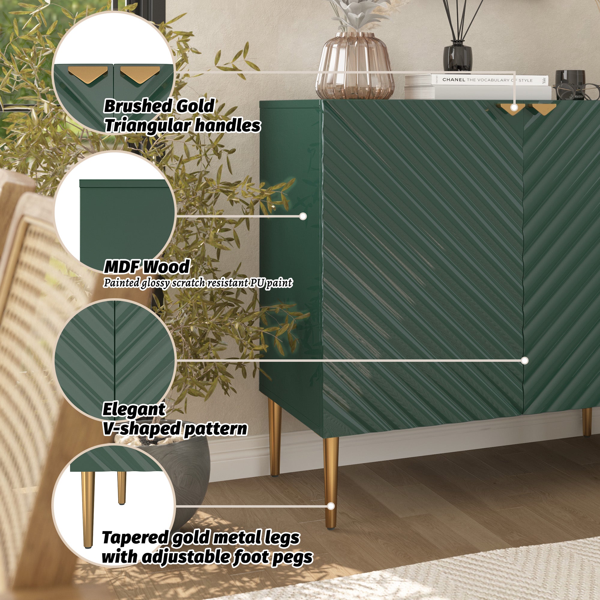 Boyel Living 2-Door White Locker Accent Storage Cabinet with Tapered Support Legs