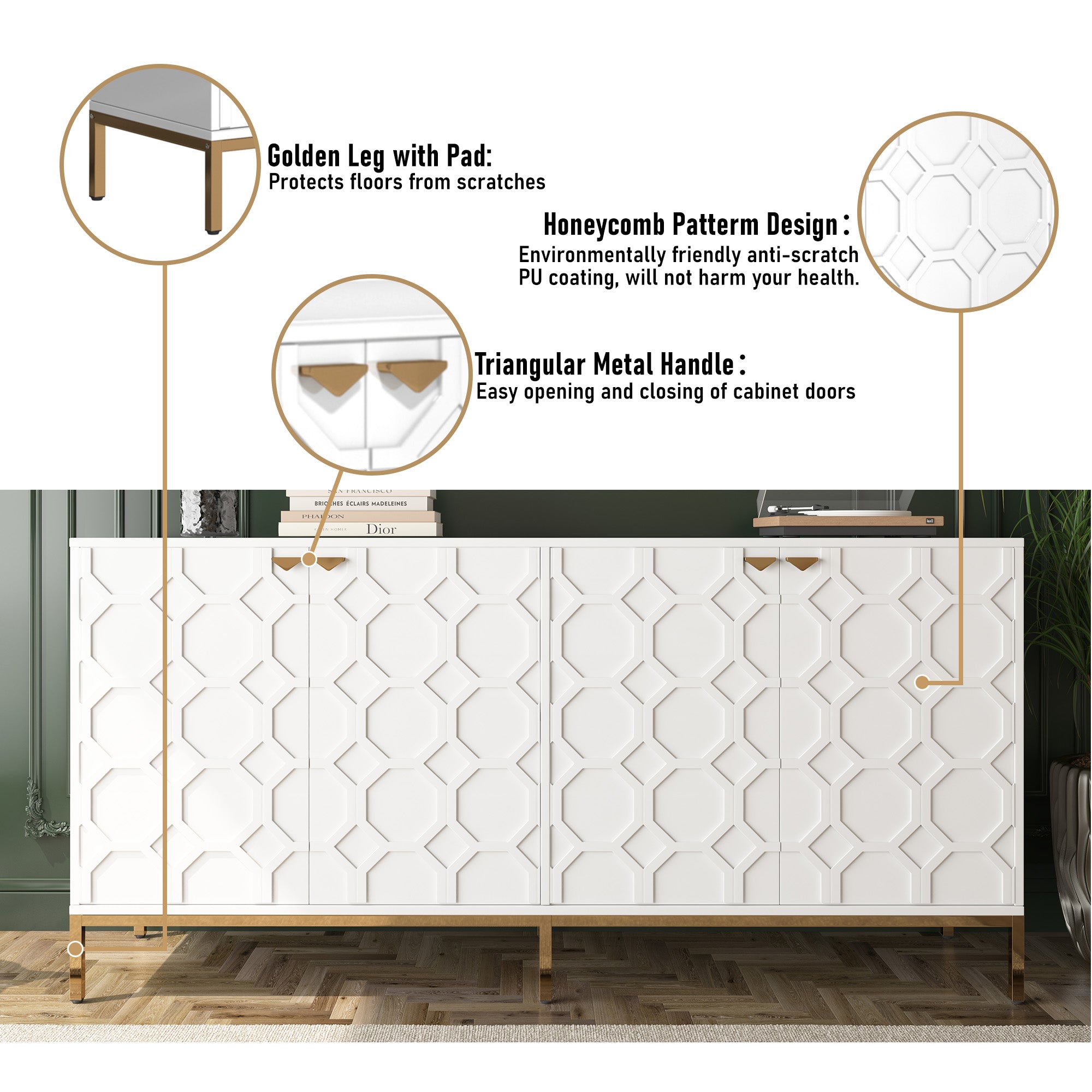 4 Door White Locker Accent Cabinet