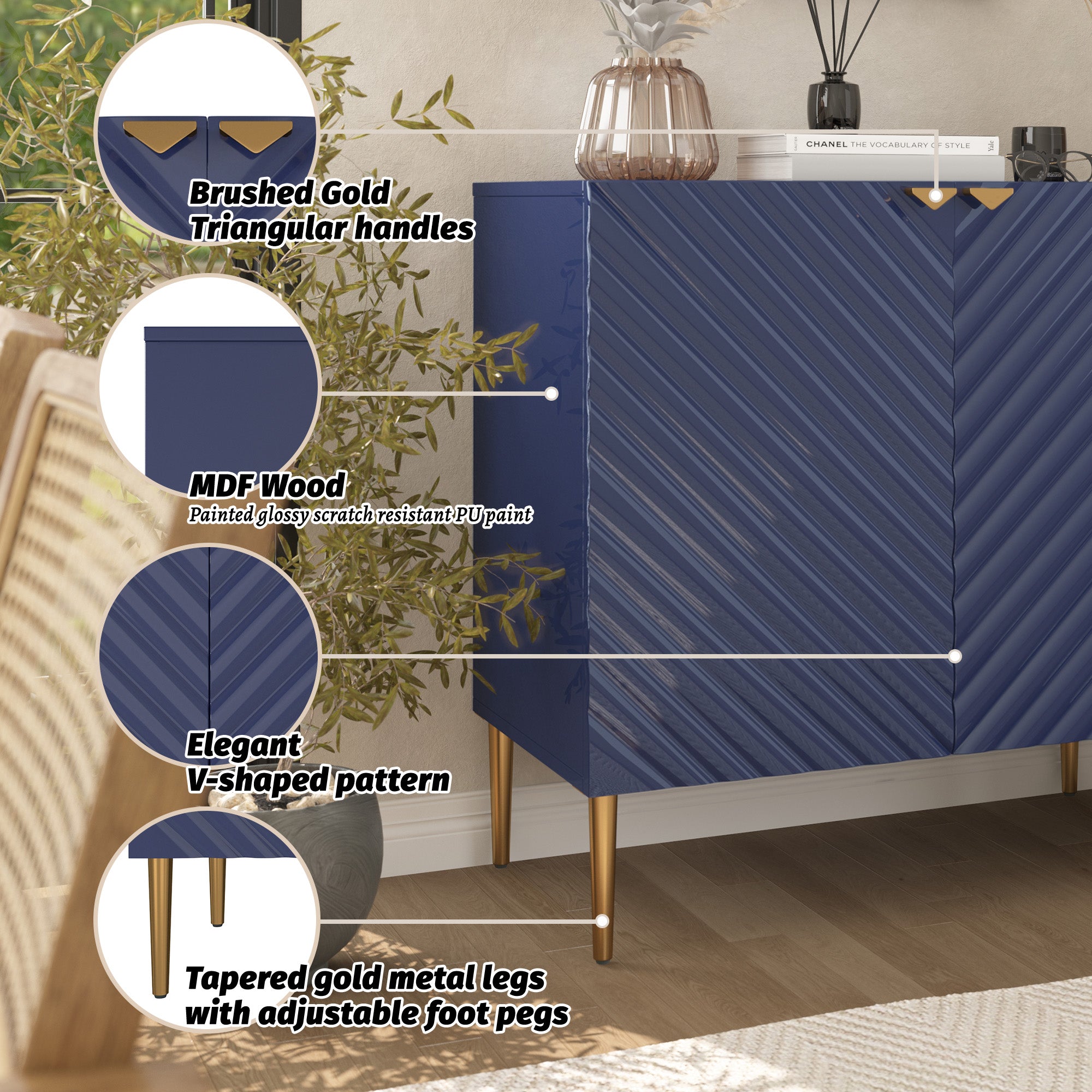 Boyel Living 2-Door White Locker Accent Storage Cabinet with Tapered Support Legs