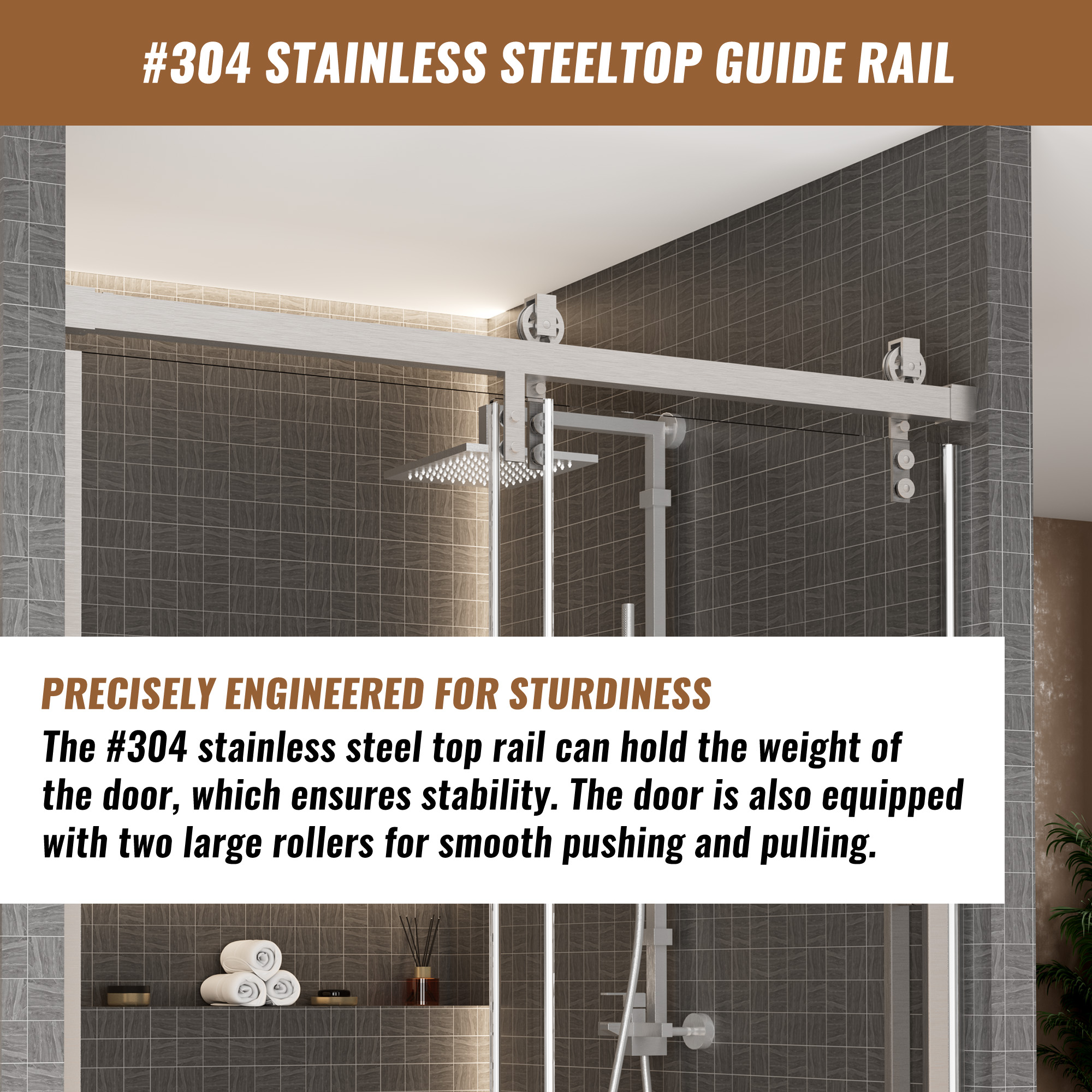 60.6"x 76" Framed Stainless Steel Shower Door with Reversible Installation
