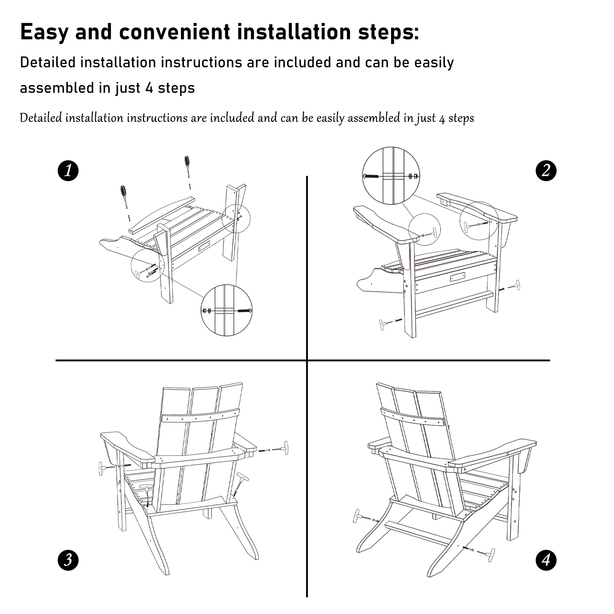 5-Piece / 3-Piece HDPE Adirondack Chair Outdoor Meeting Set with 28-inch Square 40,000 BTU Auto-Ignition Propane Gas Firepit with Waterproof Cover