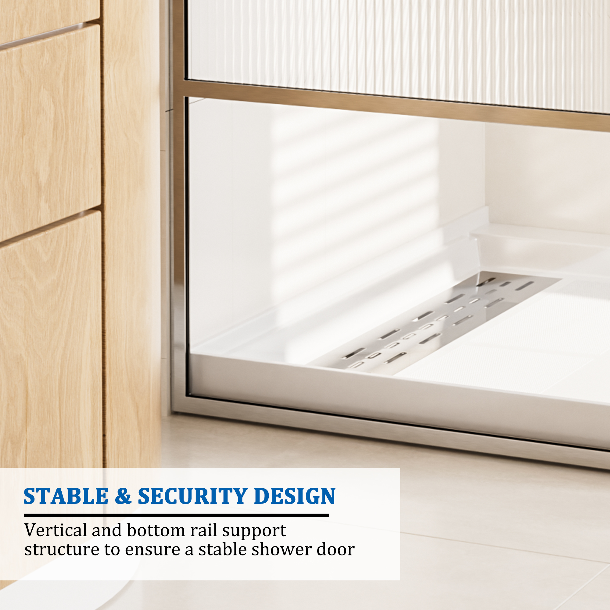 34"x74" Glass Shower Spliced Screen Panel with 304 Stainless Steel Hardware