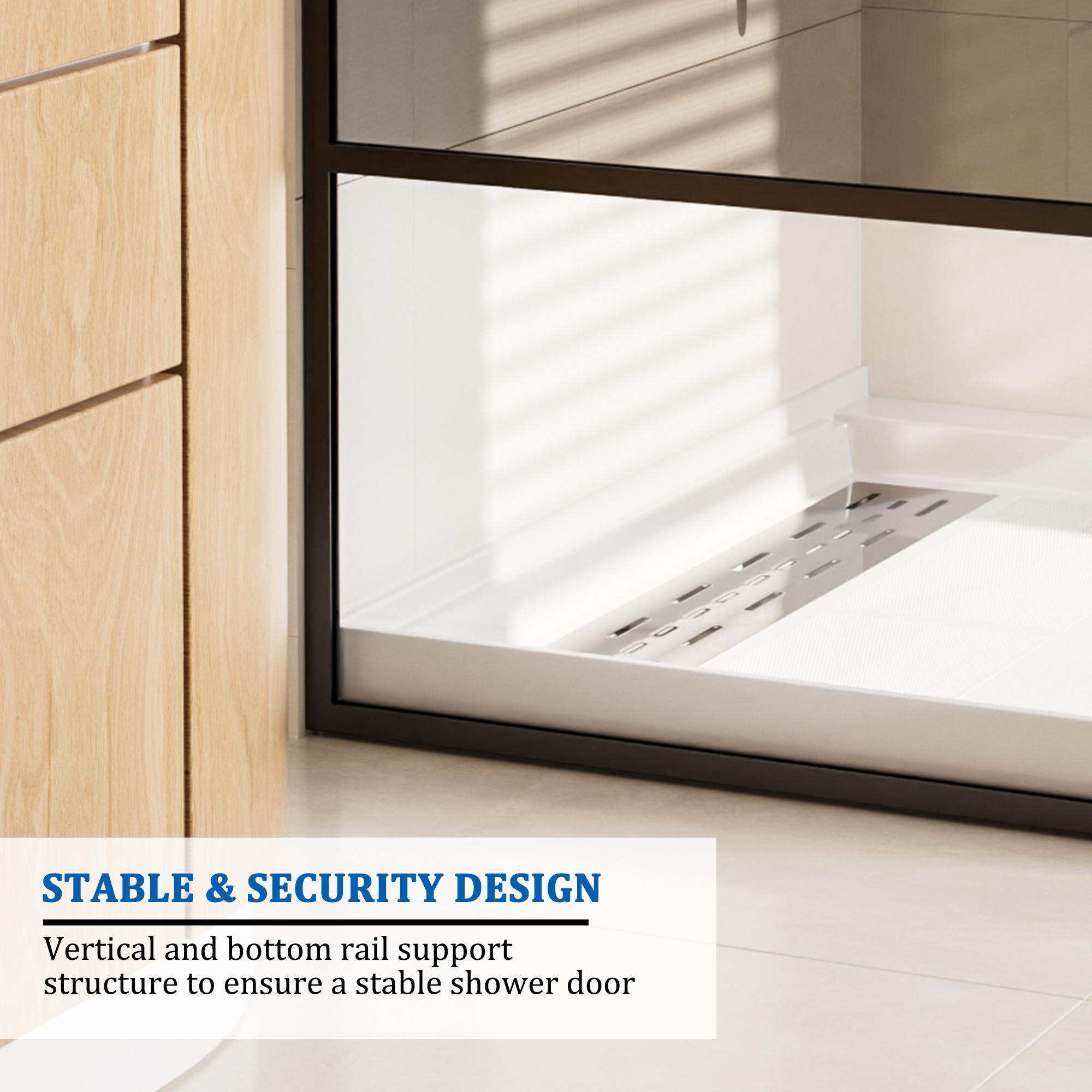 34"x74" Glass Shower Spliced Screen Panel with 304 Stainless Steel Hardware