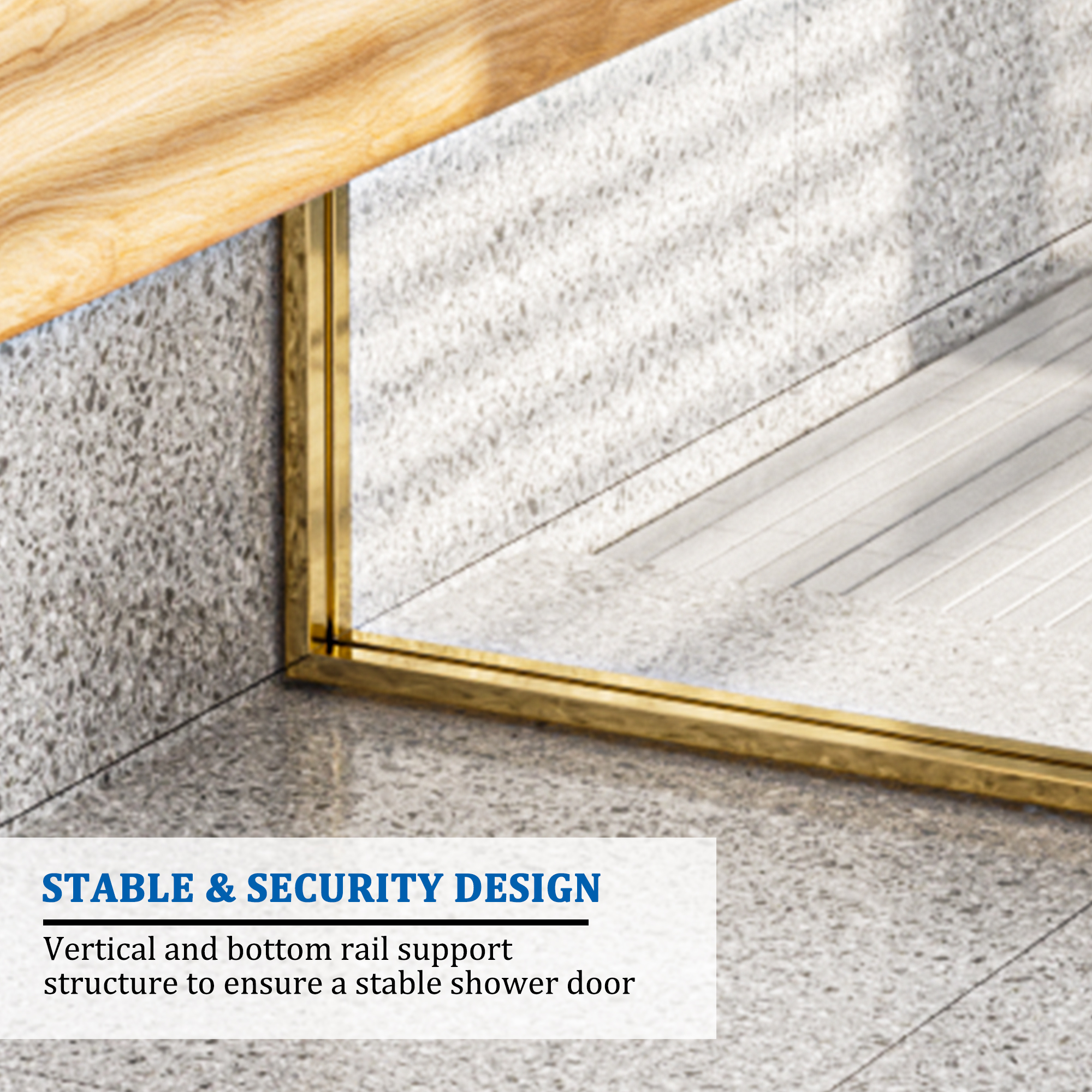 34"x78" Tempered Glass Shower Screen with Integrated Curved Frame