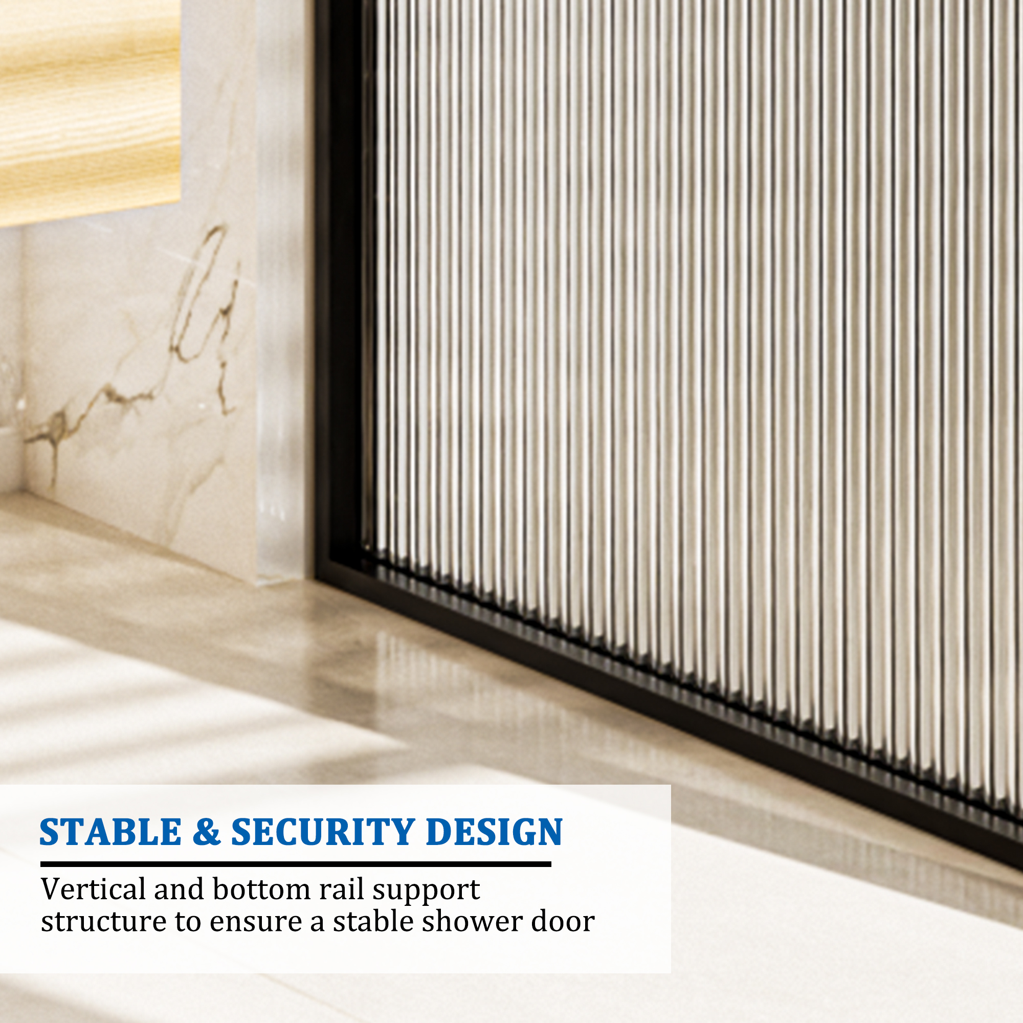 34"x78" Curved Frosted Glass Shower Screen with 10mm SGCC-Certified Tempered Glass