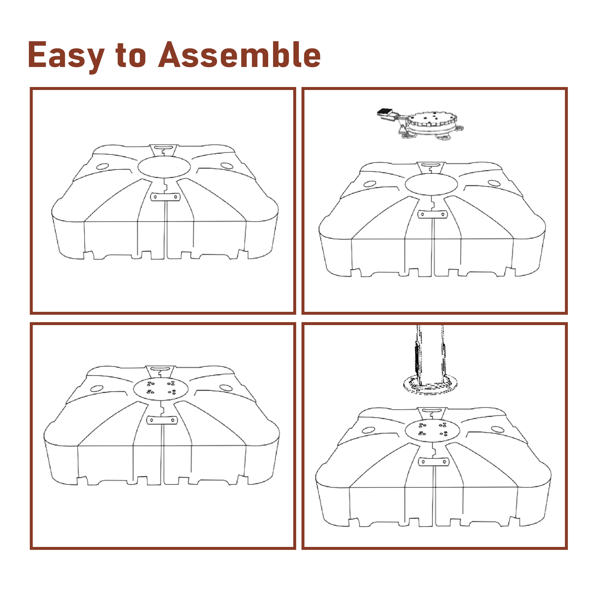 13ft Square Aluminum Tilt Umbrella for Outdoor Patio Umbrella