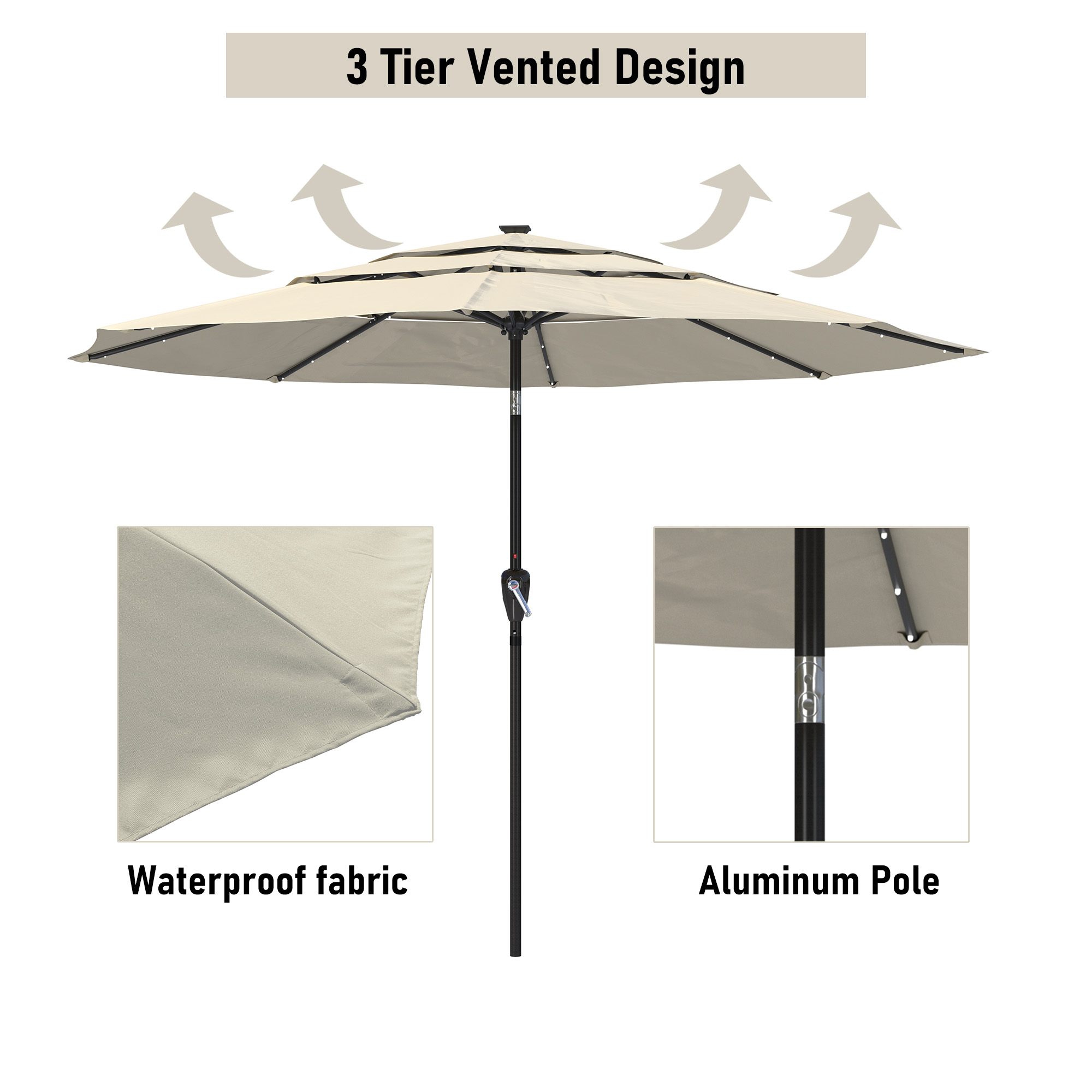 Mondawe 11-Ft Market Patio Umbrella with LED-Mondawe