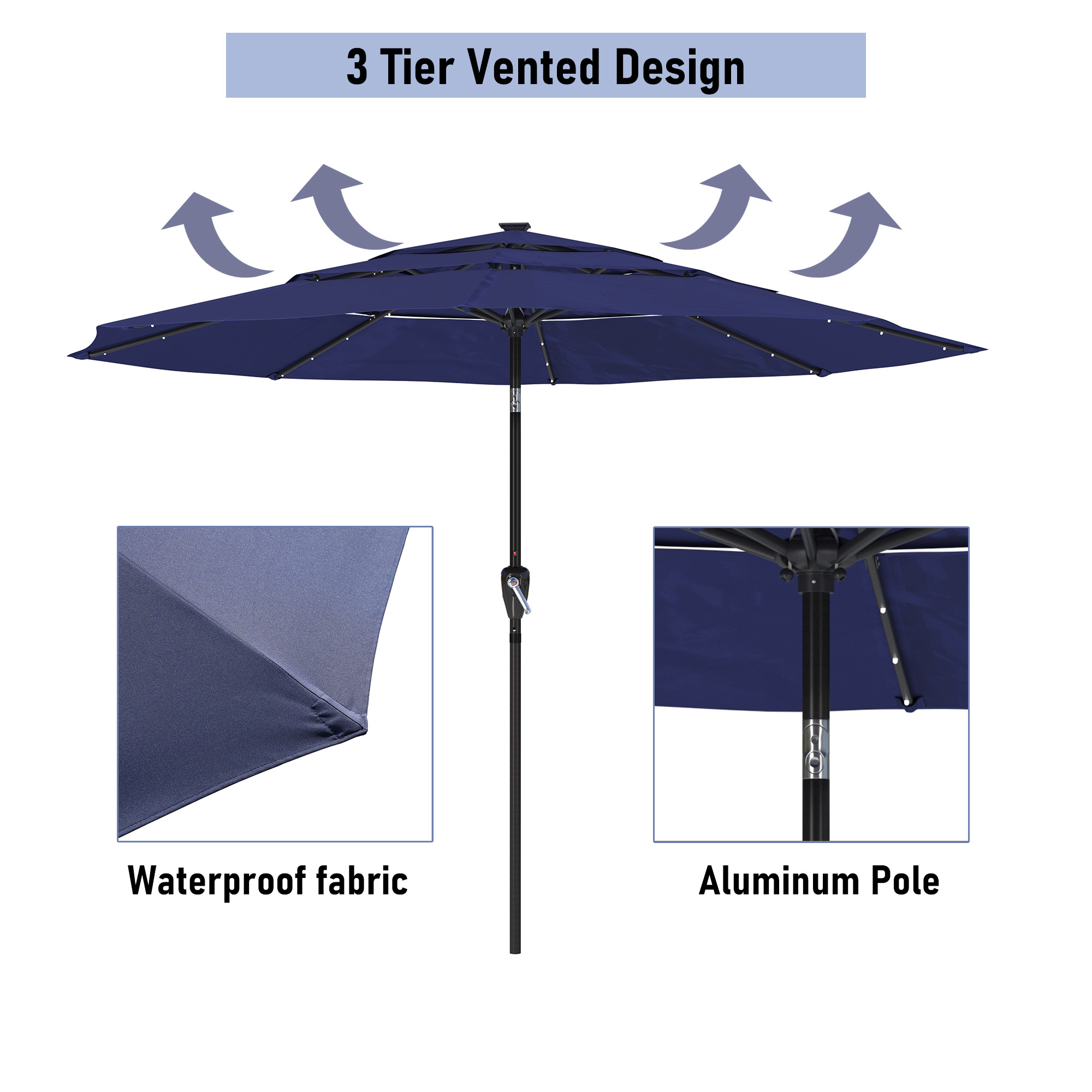 Mondawe 11-Ft Market Patio Umbrella with LED-Mondawe