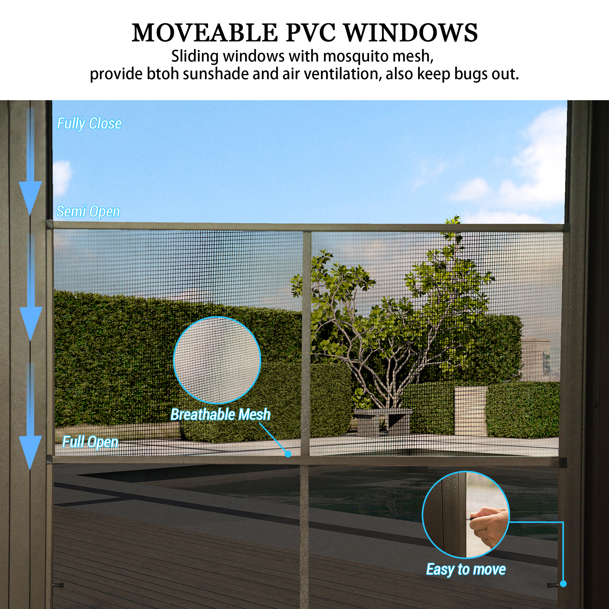 12x14FT Wall Mounted Sunroom, Against Wall Solarium with Galvanized Steel Sloping Roof, Detachable PVC Screen, Lockable Sliding Front and Side Doors, Lean-to Gazebo Sun Room for Deck Patio